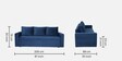 Reno Velvet Pull-Out Sofa Cum Bed in Royal Blue Colour with Storage