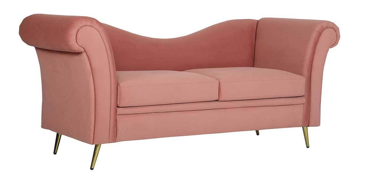 Buy Regal Velvet 2 Seater Sofa in Blush Pink Colour by Vittoria Online