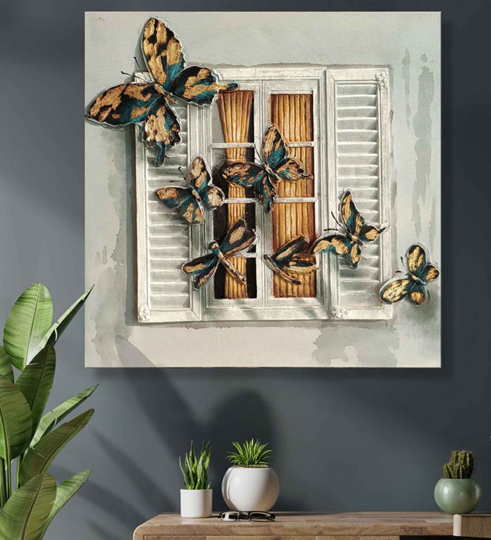 Ready To Fly Multicolour Synthetic Wood Framed Oil Painting