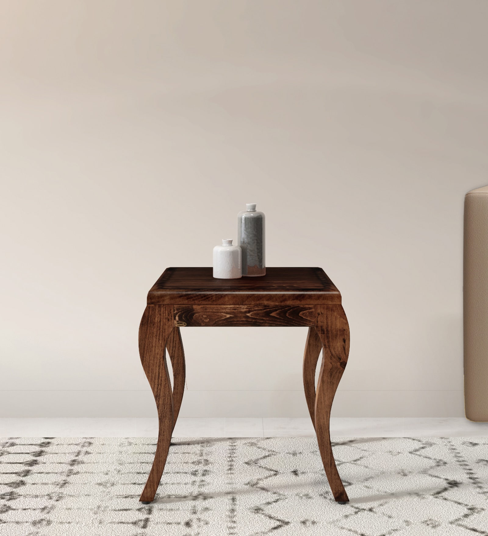 Reagan Solid Wood End Table In Brown & Walnut Finish