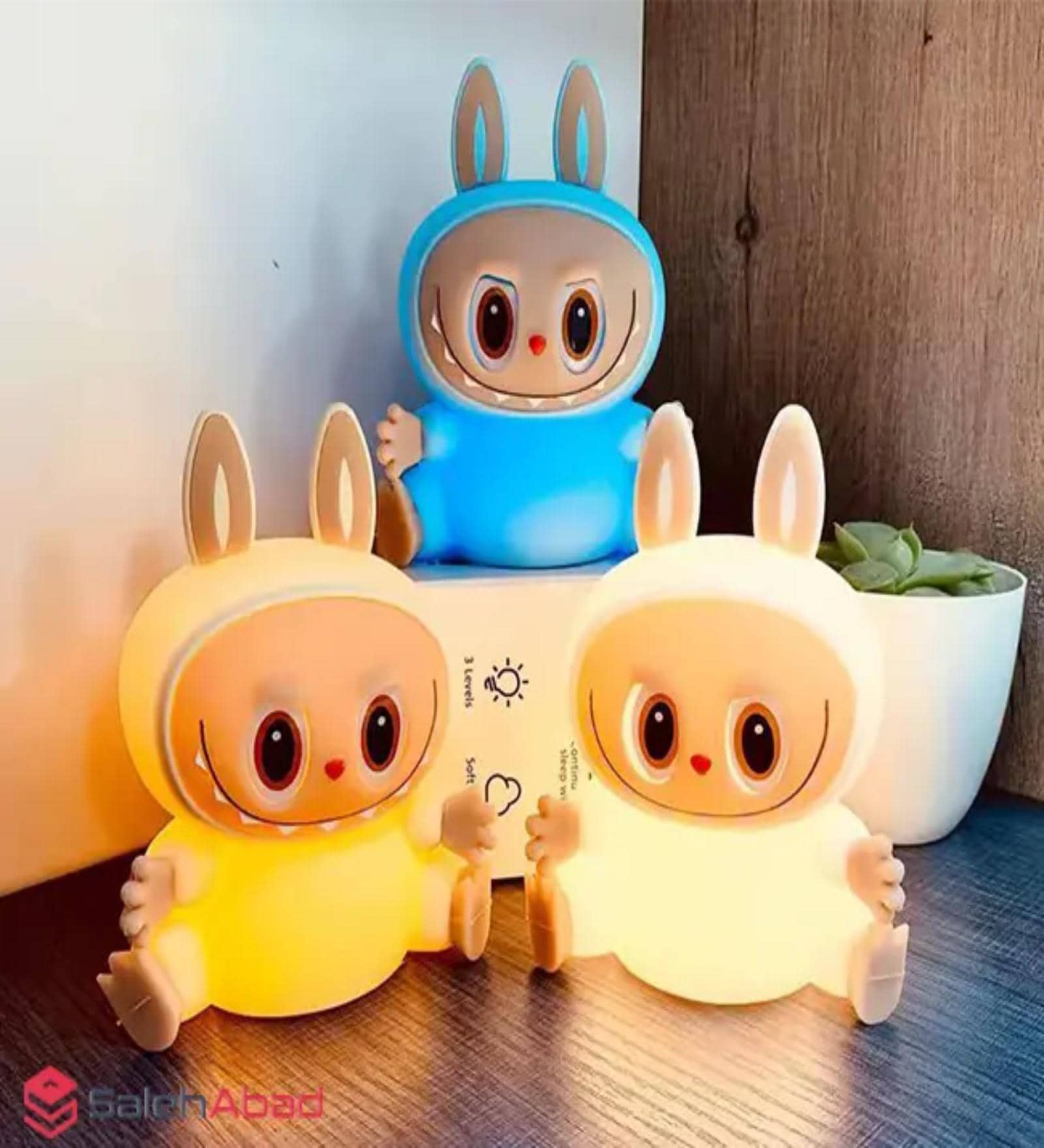 Rechargeable Soft Bunny Silicone Touch Night Lamp (White & Blue)