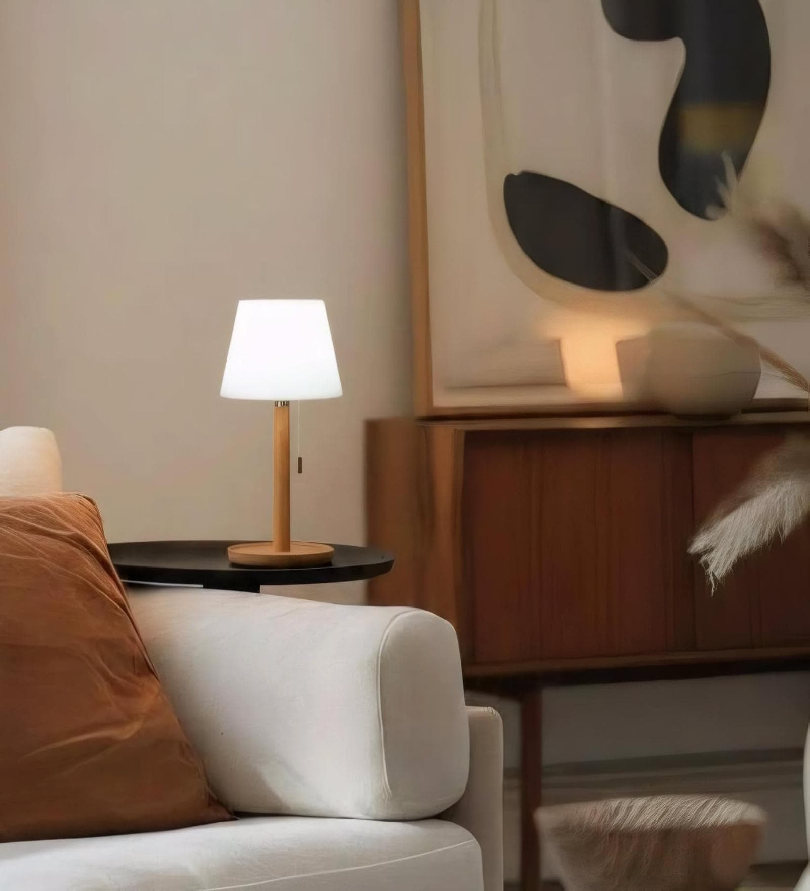 Rechargeable Table Lamp with Pull Chain Switch | 3-Tone LED Light | USB-C Powered