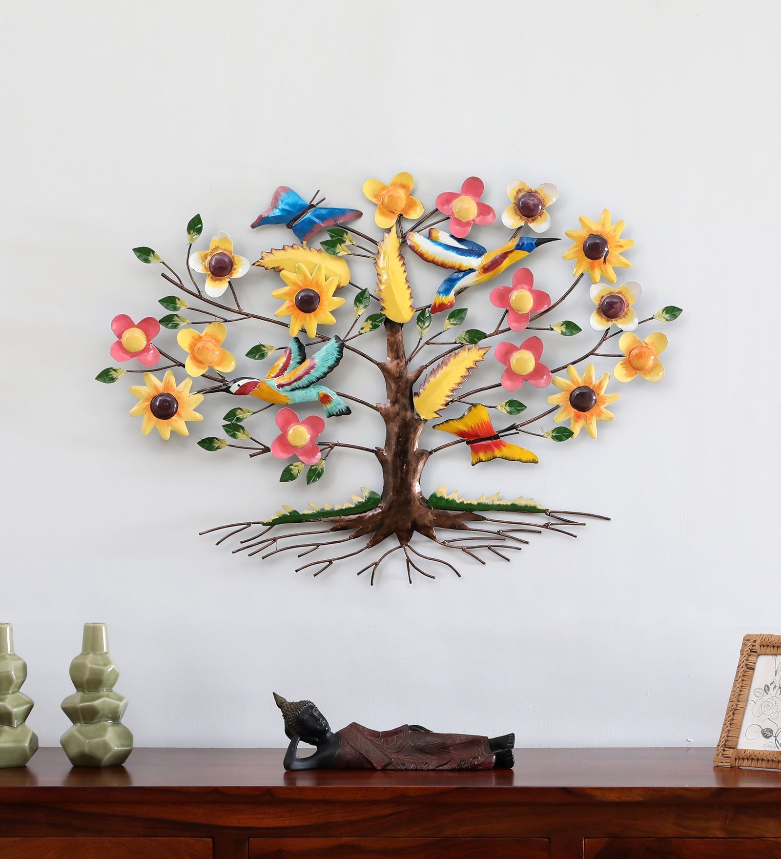 Reclaimed Tree Multicolour Handmade Metal Wall Art