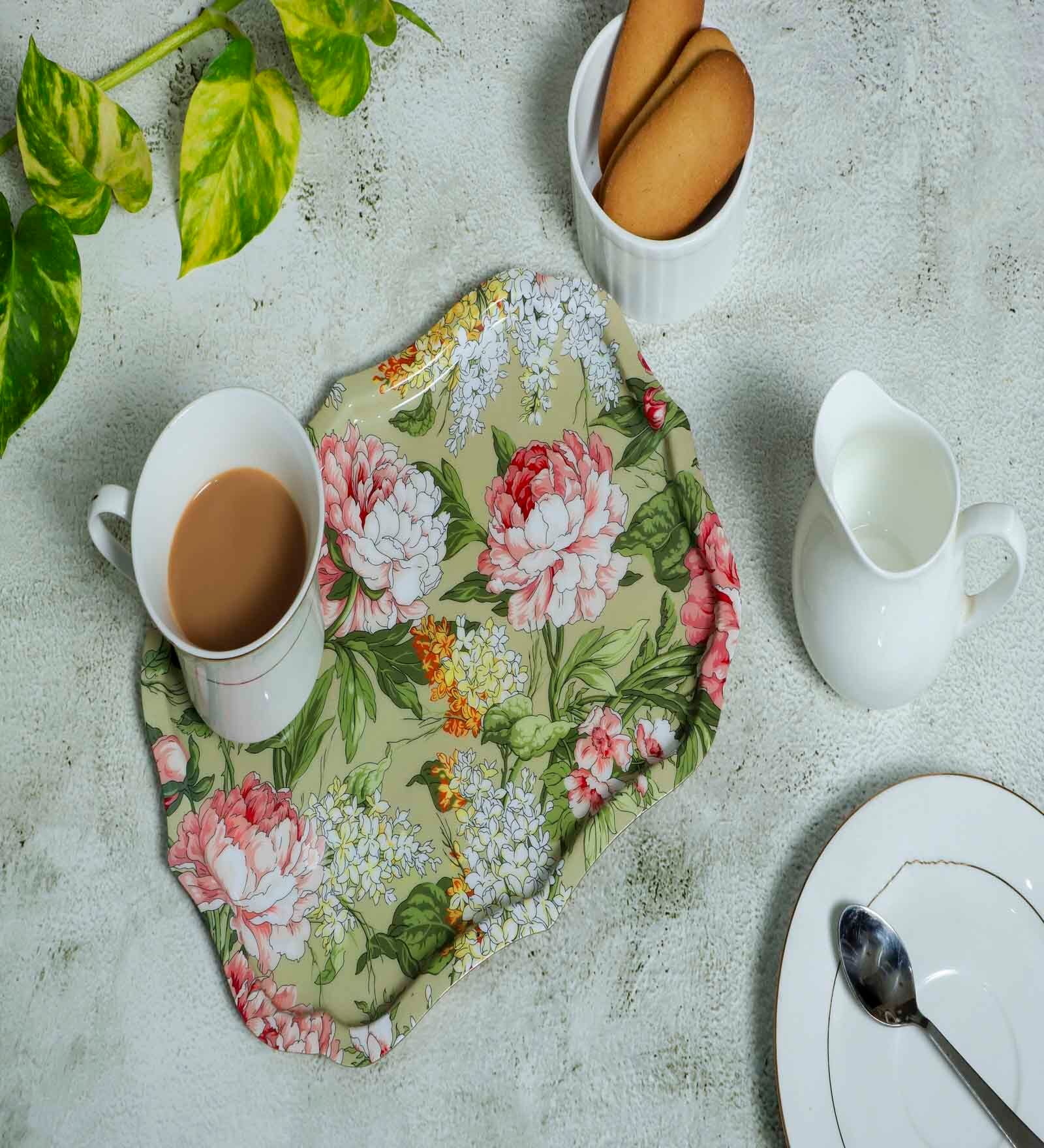 Green Iron Gladiolus harmony  Serving Tray