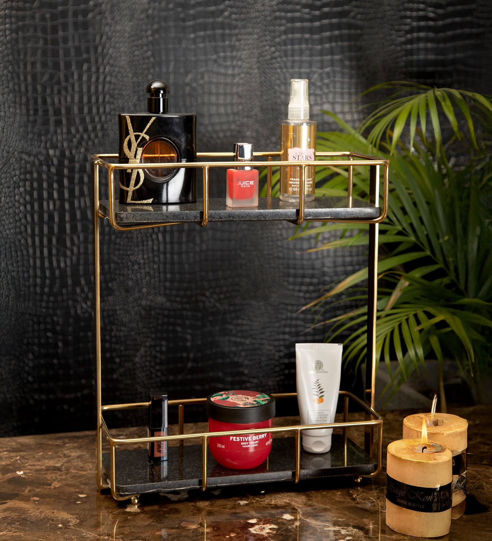 RECTANGLE MARBLE STAND GOLD