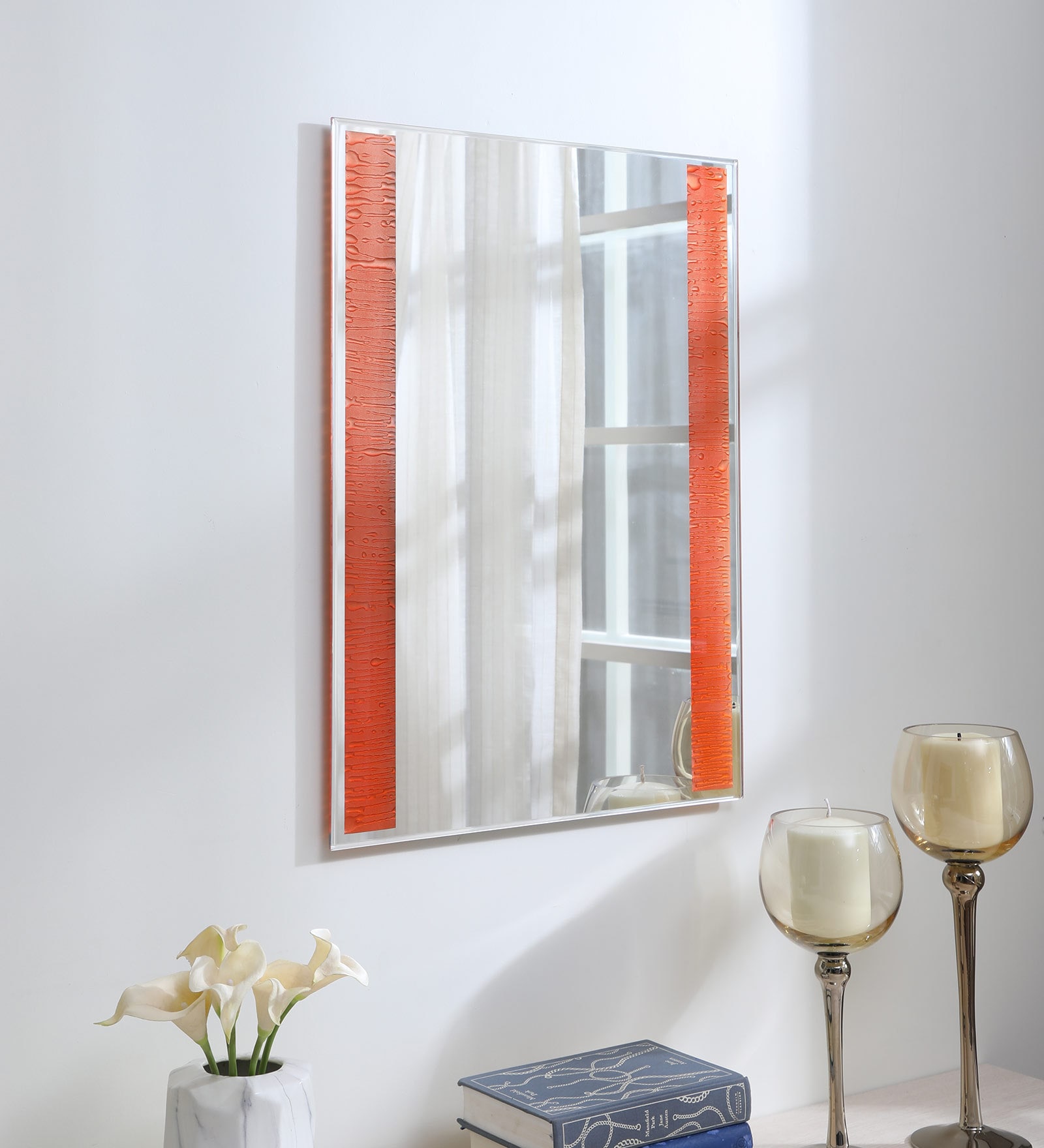Orange Glass Wall Mirror