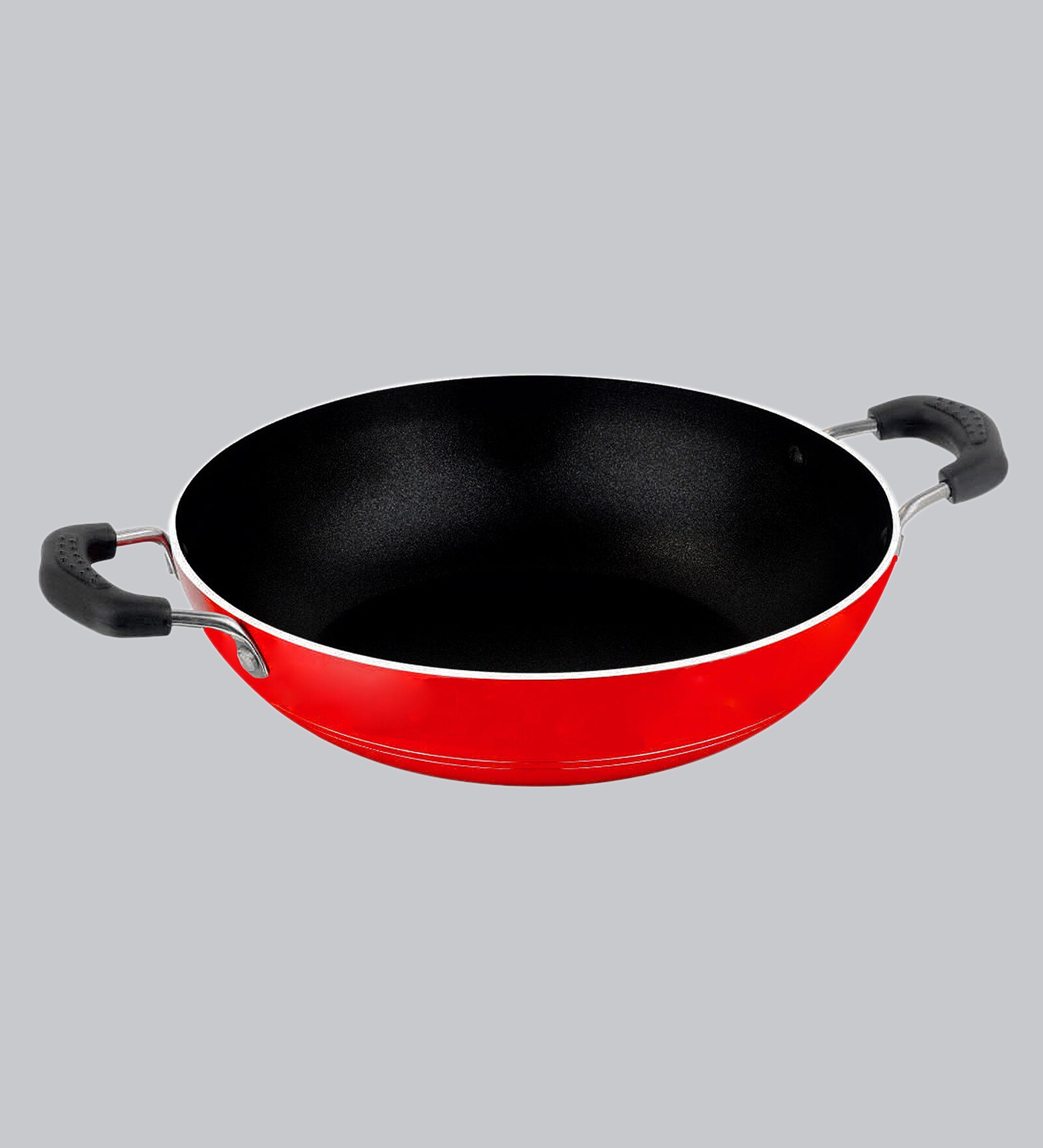 Red & Black Aluminium Non-Stick Kadai