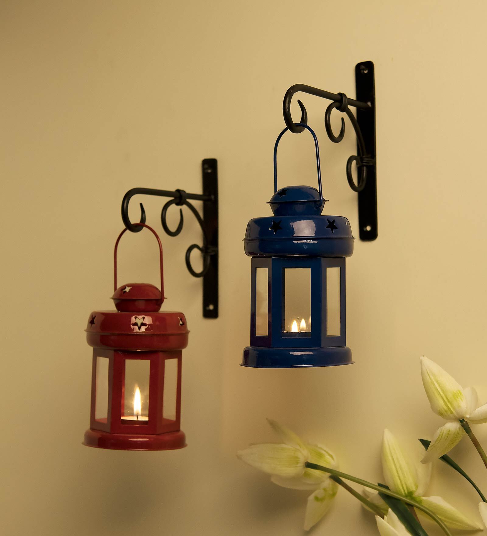 Lucy (Set Of 2) Multicolor Metal Wall Tea Light Holders