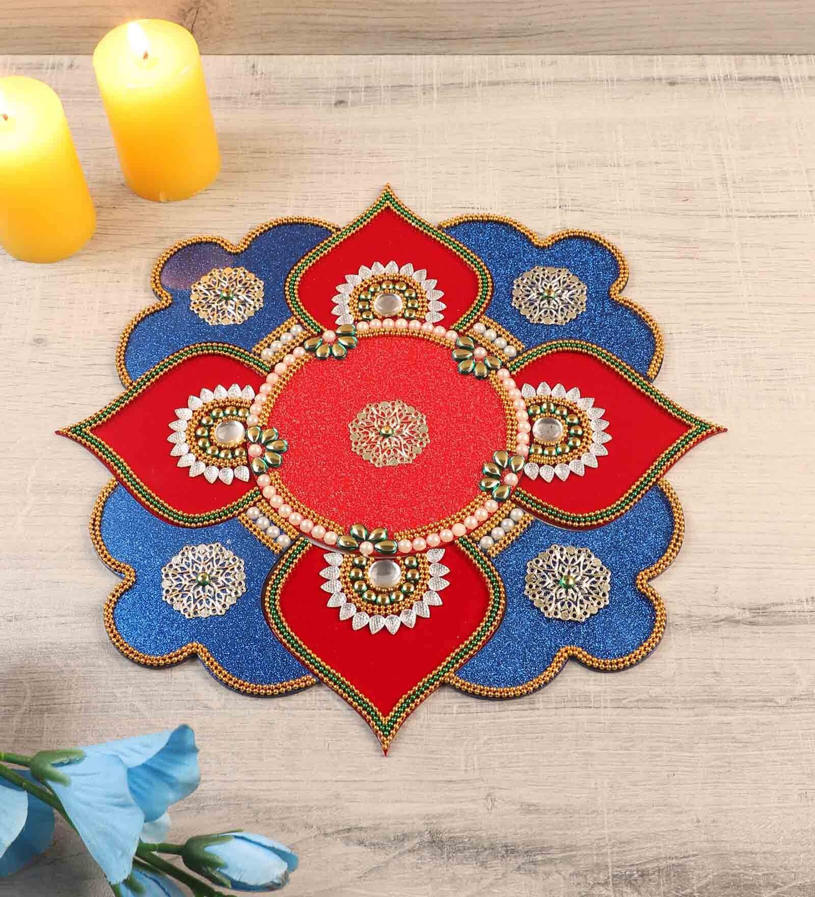 Buy Red & Blue Acrylic Diamond Rangoli at 22% OFF by Itiha | Pepperfry