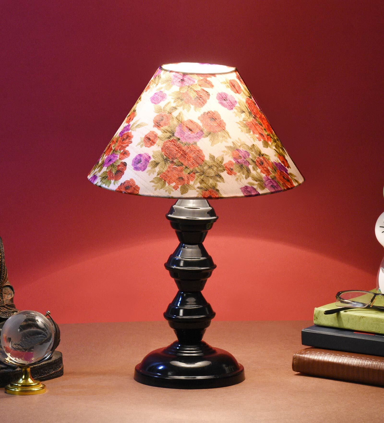 Multicolor Shade Table Lamp With Metal Base