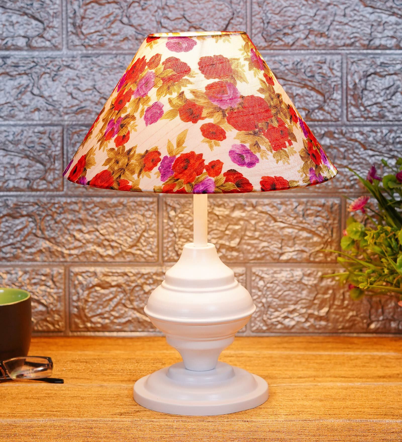 Multicolor Shade Table Lamp With Metal Base