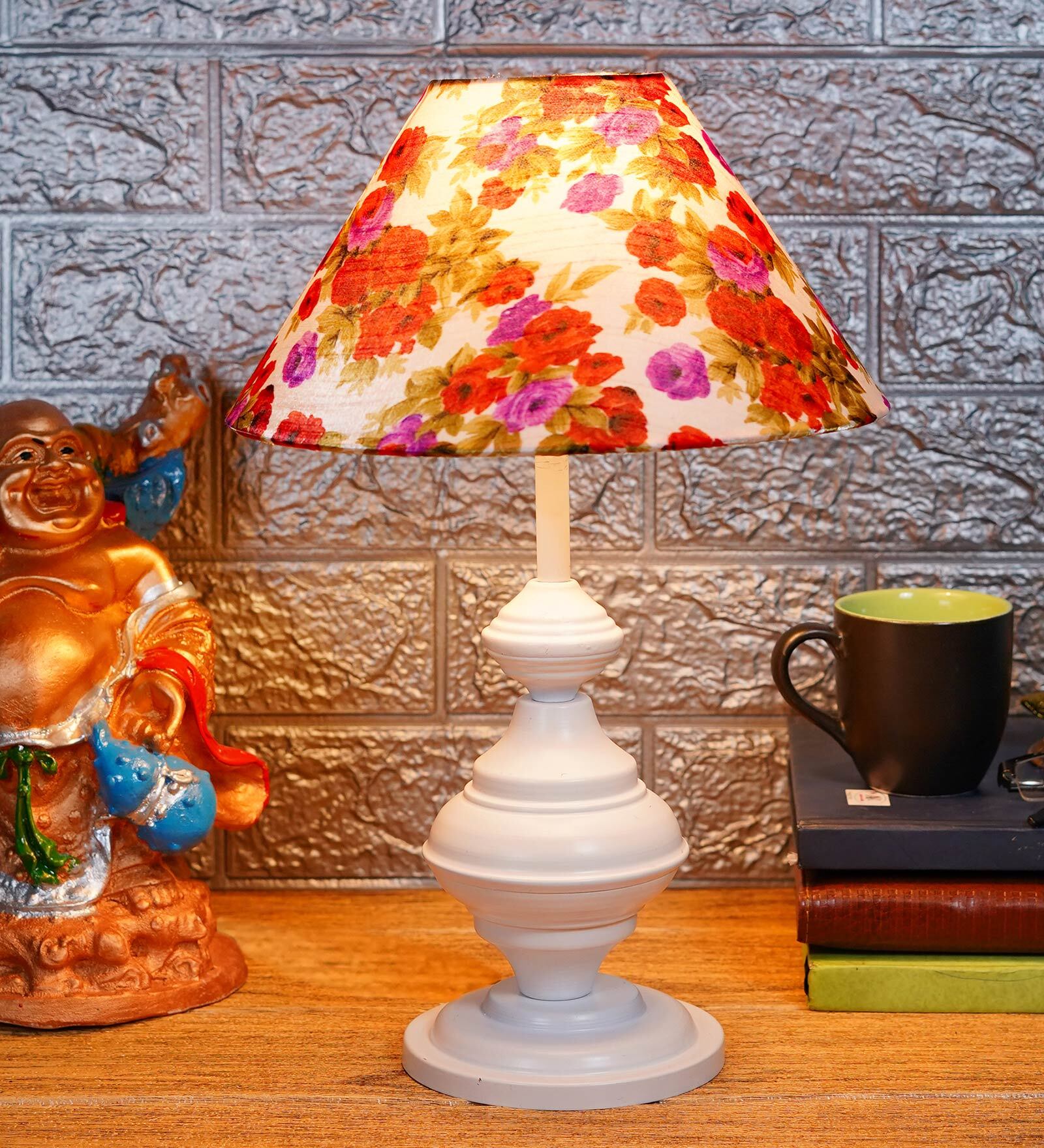 Multicolor Shade Table Lamp With Metal Base