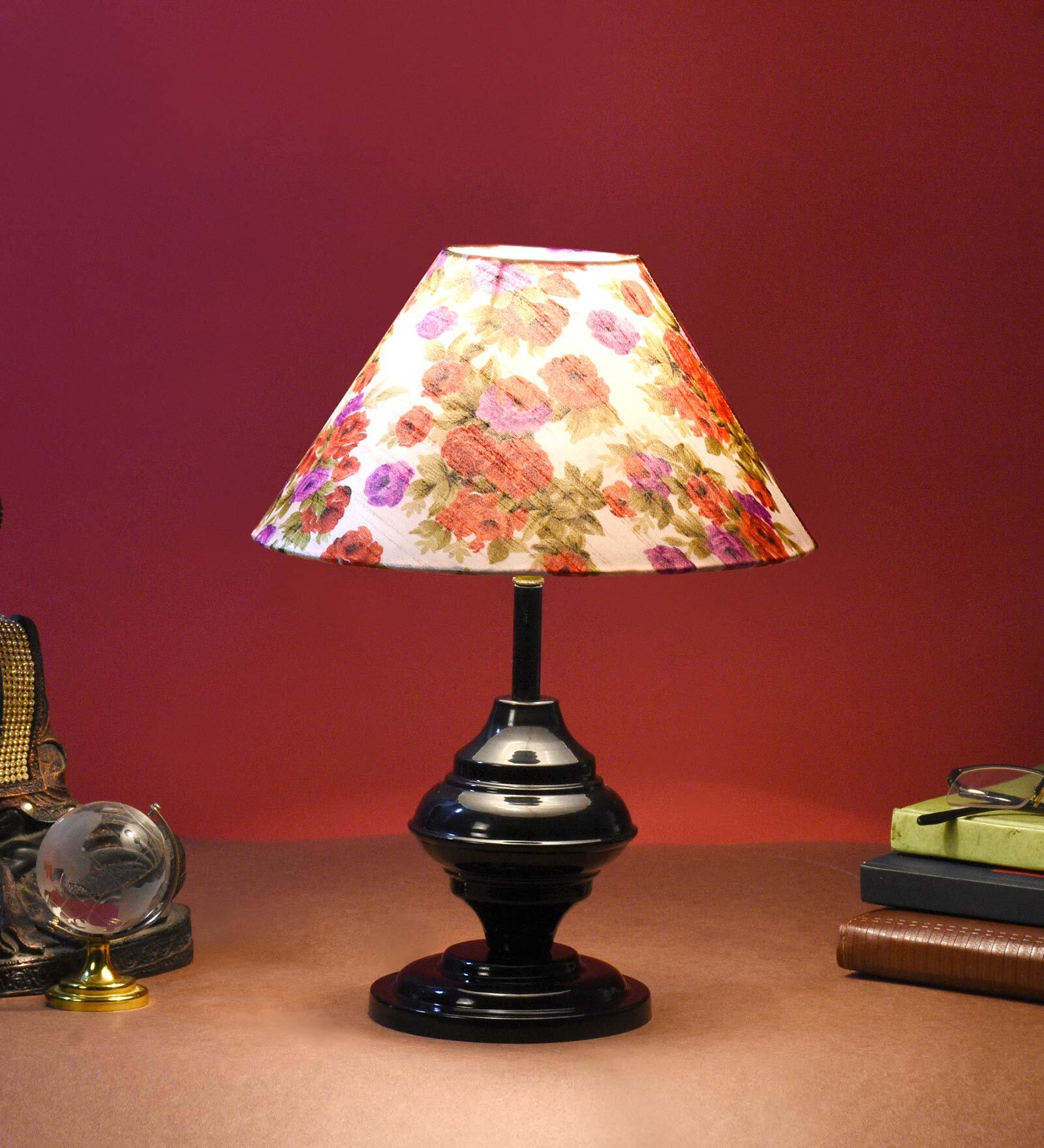 Multicolor Shade Table Lamp With Metal Base