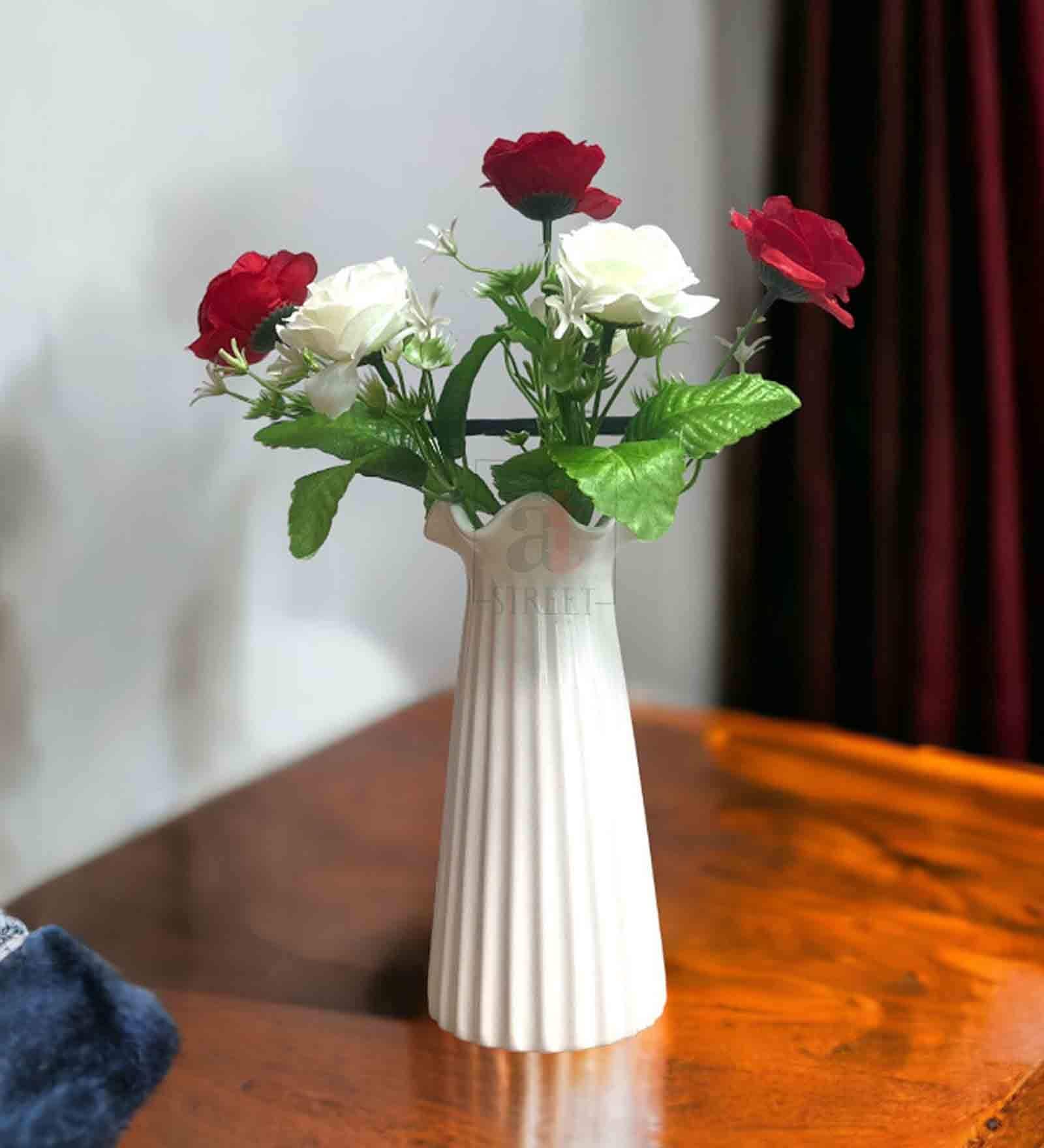 Red & White Polyester Artificial Flower