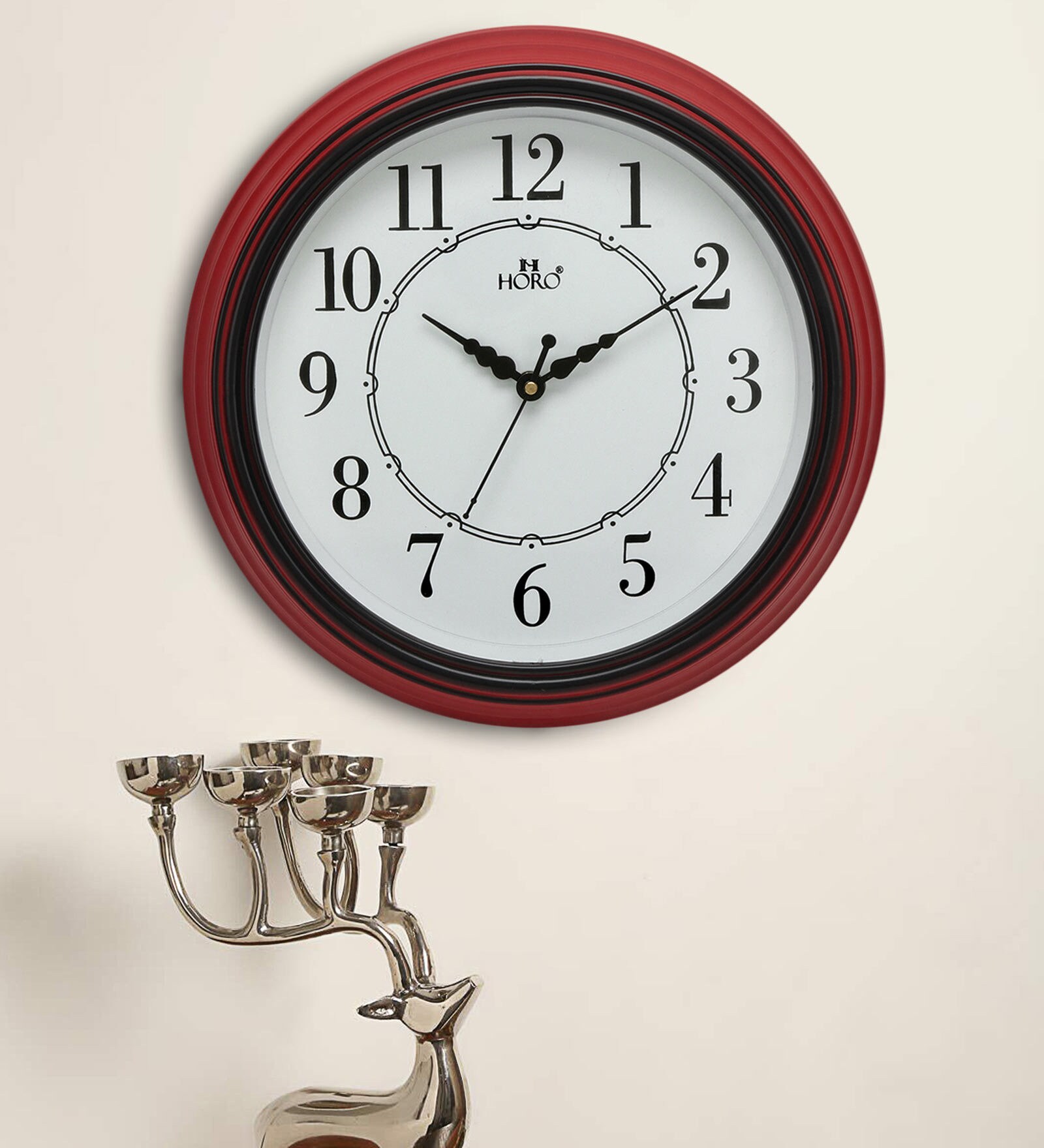 Red Analog Wall Clock