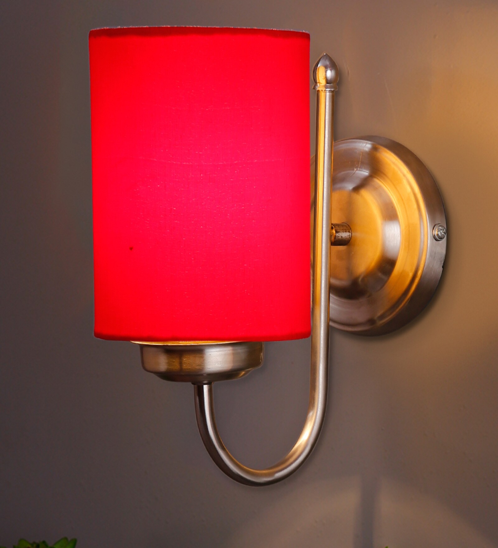 Buy Red cotton wall mounted lamp with Steel Base By New Era at 18 OFF