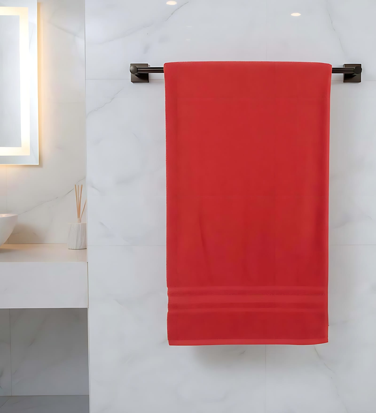 Red Soft Cotton 500 GSM Solid Bath Towel