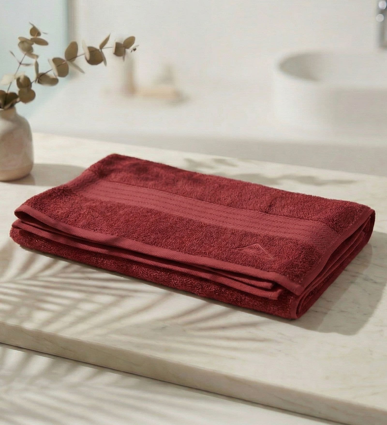 Red 100% Cotton 380 Gsm Bath Towel