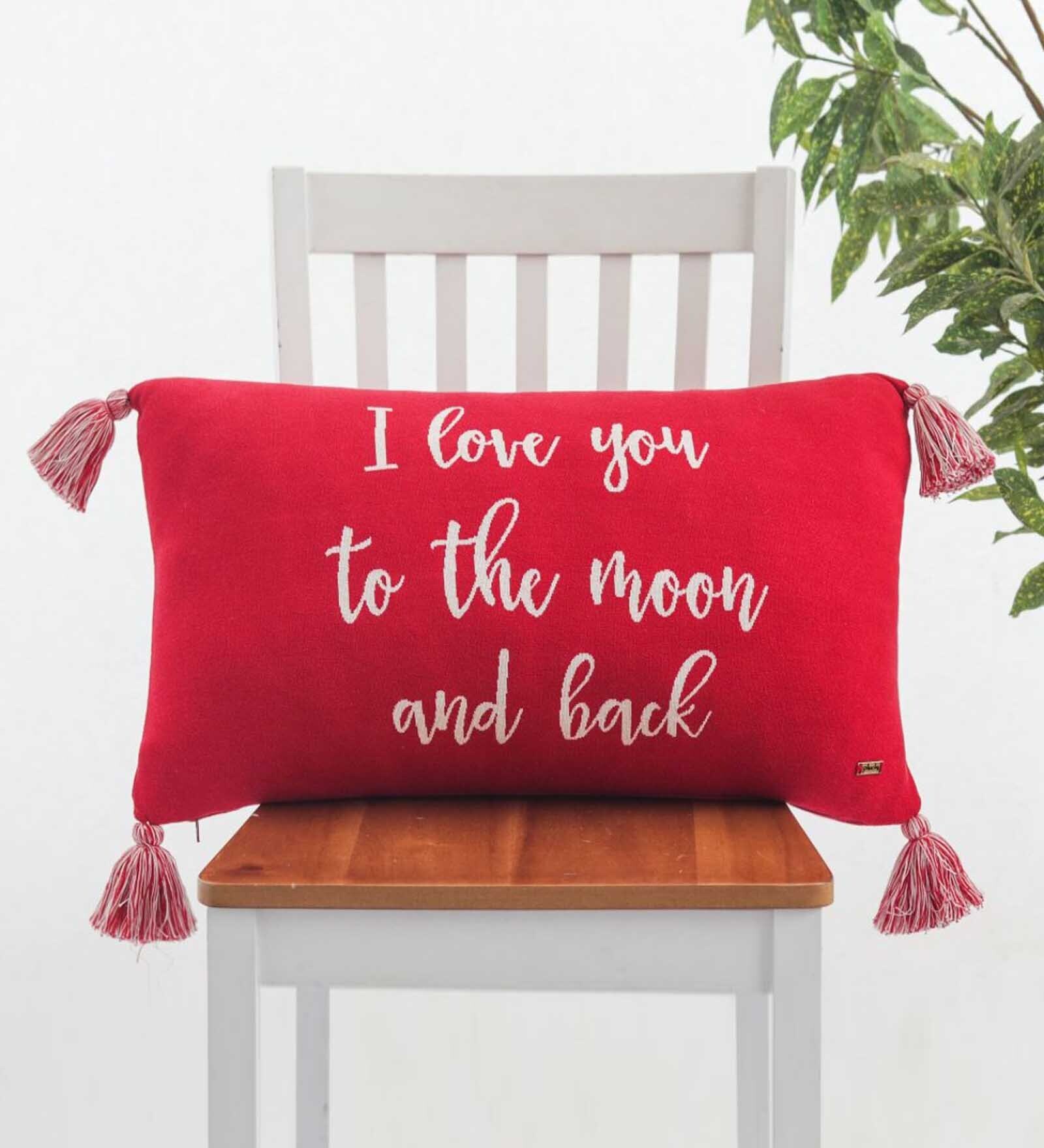 Red Quoted Cotton 24 x 16 Inches Cushion Cover