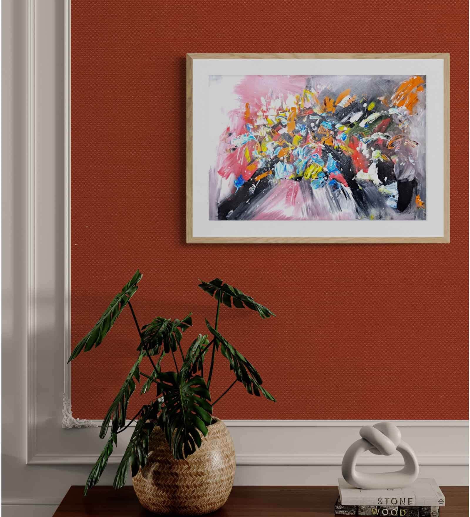 Red Abstract  Handmade Acrylic Paint On Canvas Unframed