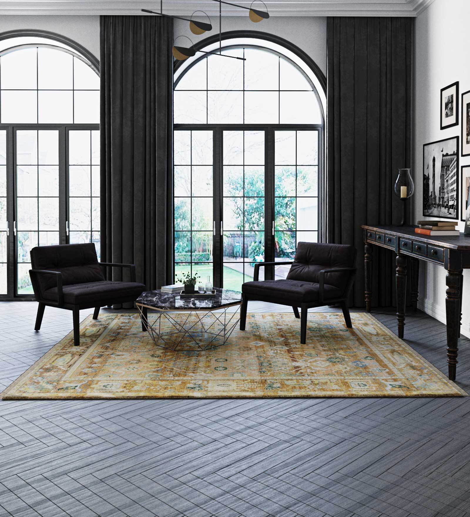 Red Abstract Wool 6 ft x 9 ft Hand Knotted Carpet