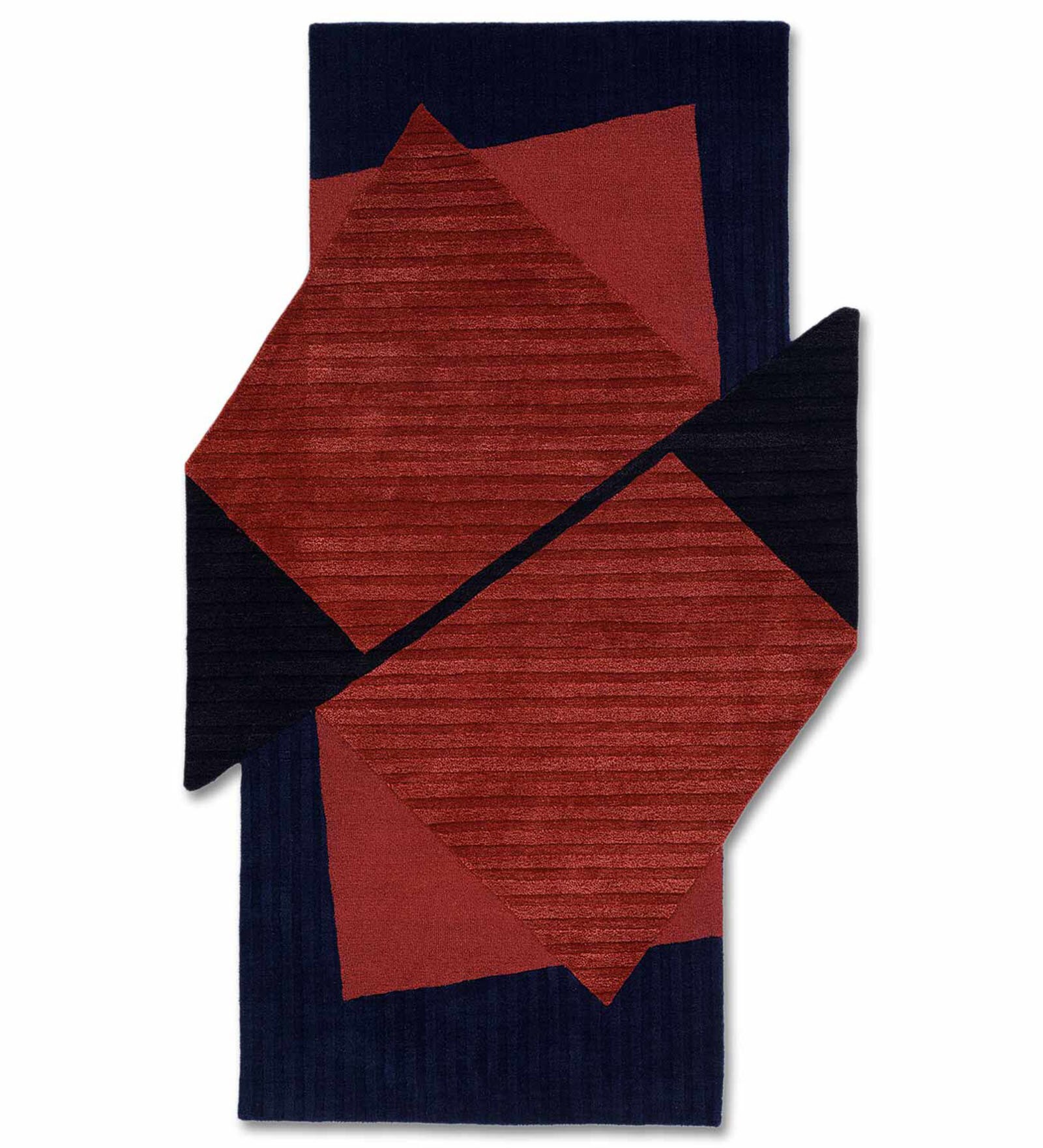 Red Abstract Wool and Cotton 5 ft x 8 ft Hand tufted Carpet