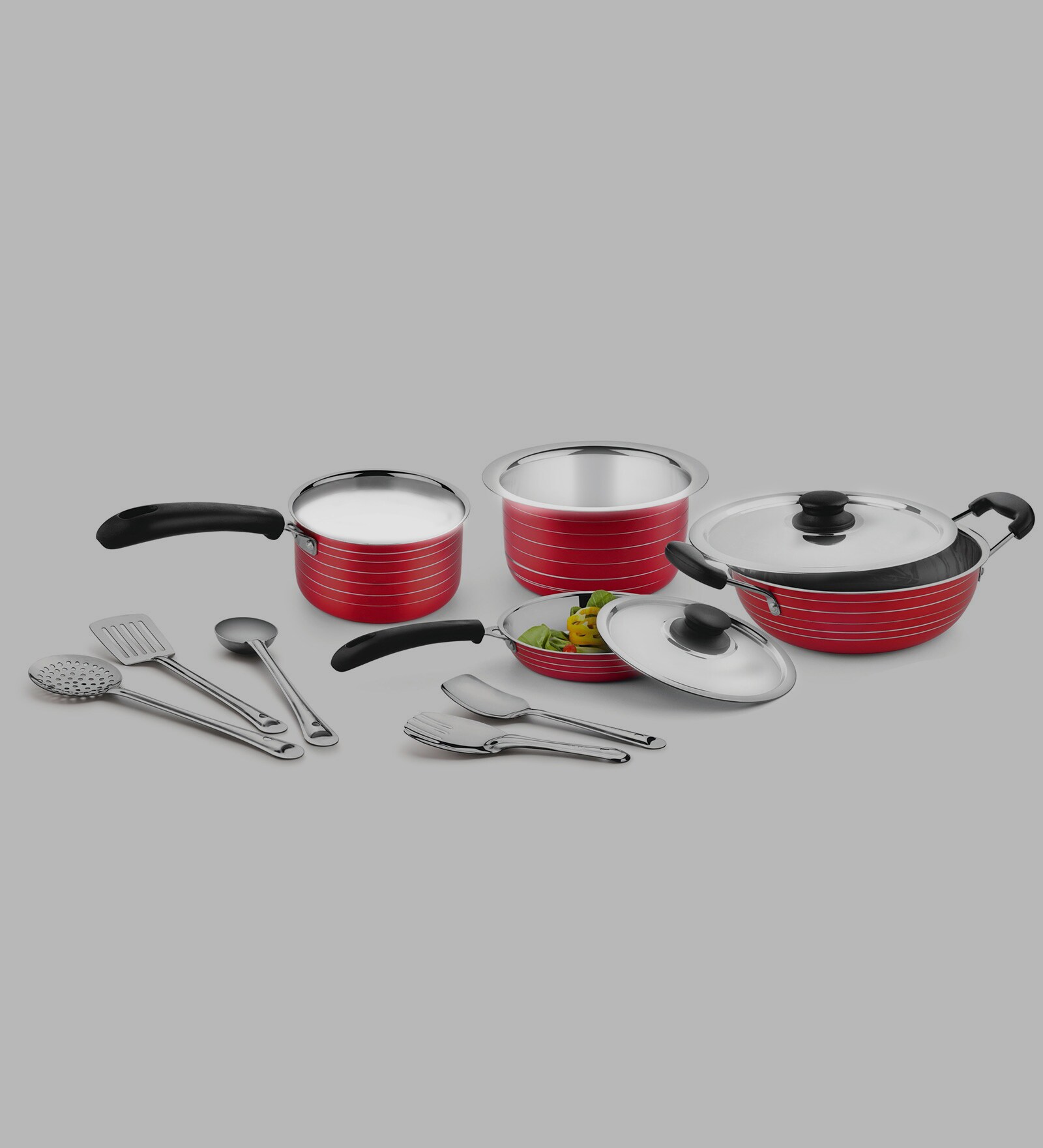 Buy Red Aluminium Cookware Set at 40% OFF by Ideale | Pepperfry