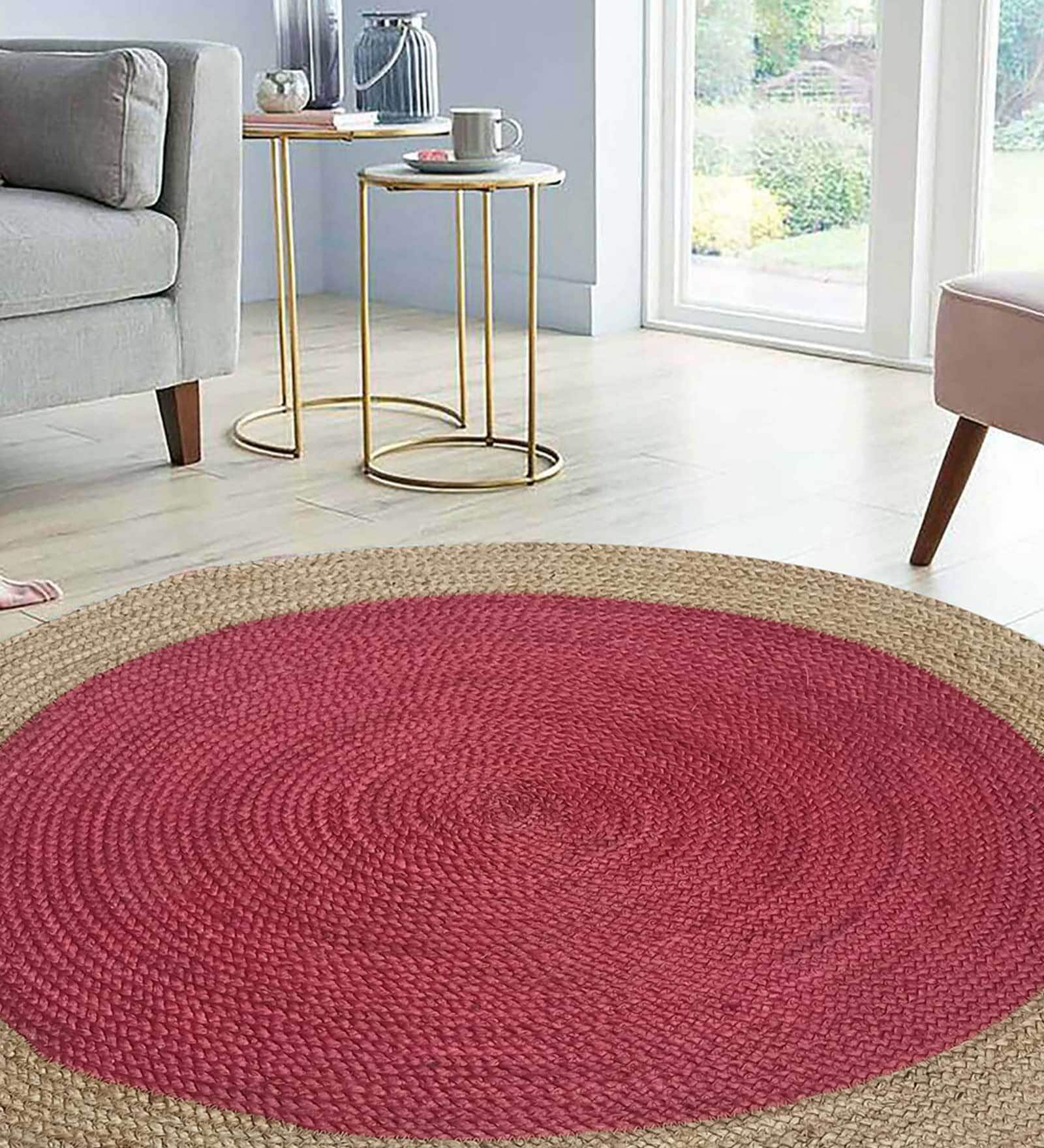 Multicolor Geometric Jute 3 ft x 3 ft Hand Woven Round Carpet