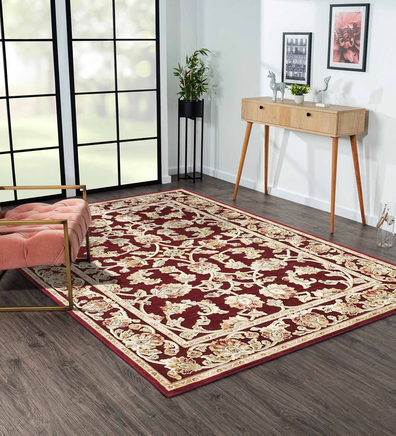 Red and Beige Persian 4x6 Feet Machine Made Carpet