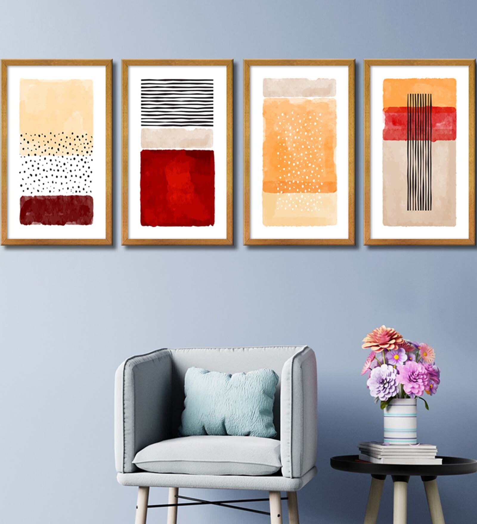 Red Canvas Golden FrameArt Panel