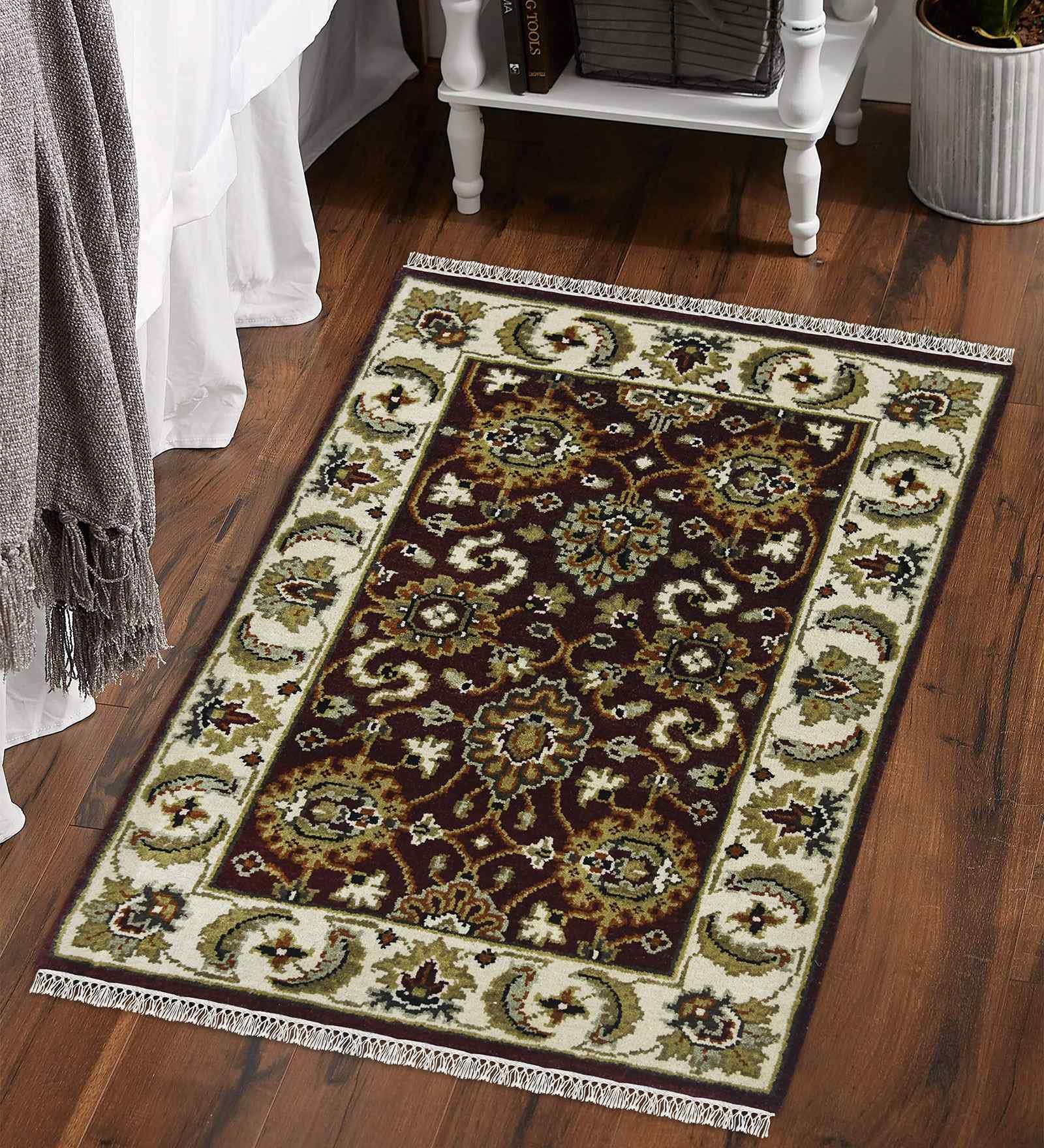 Red Persian Wool 2x3 Feet Handmade  Dhurrie