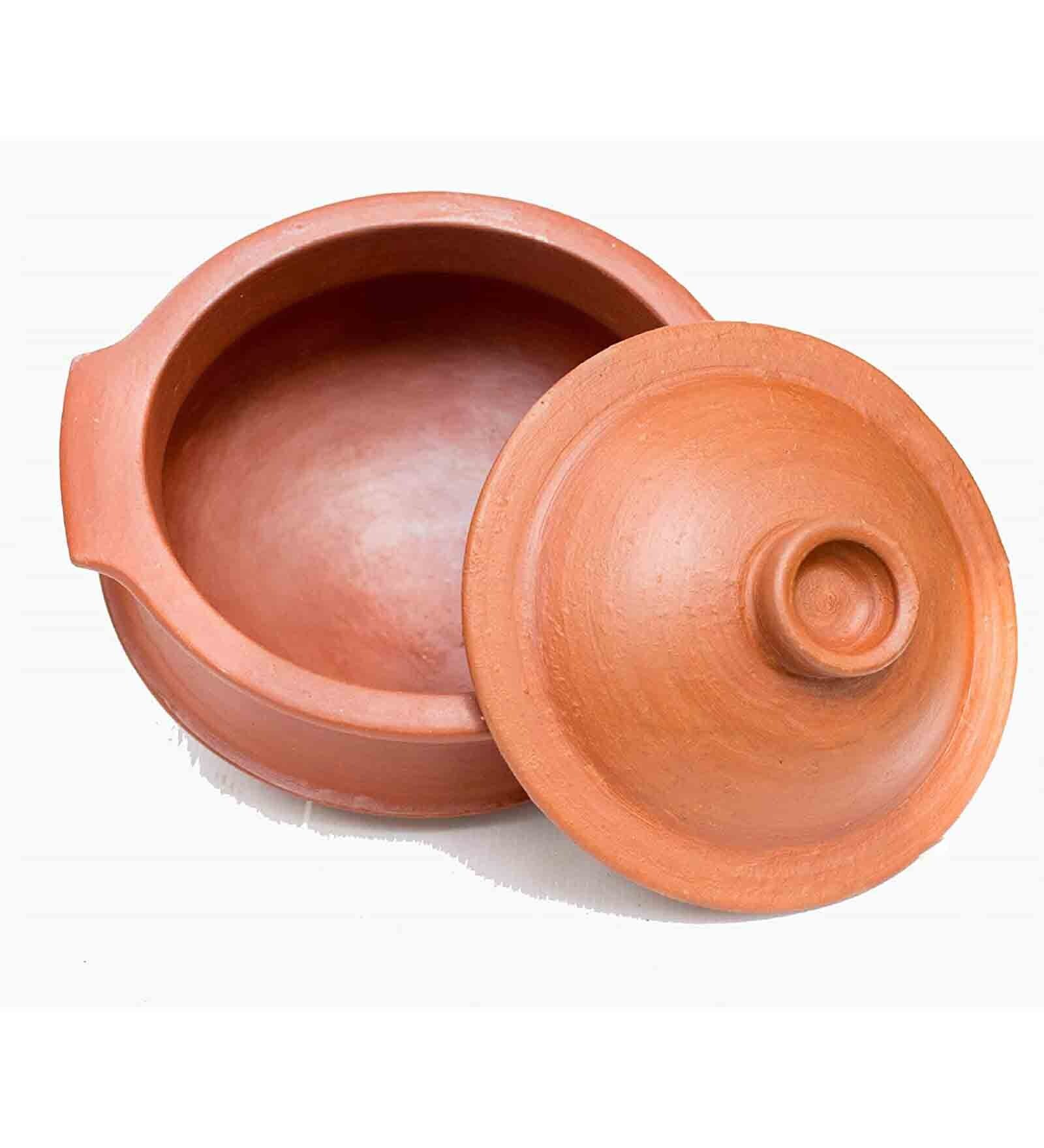 Red Clay Handi with Handle and Lid 1 Litre