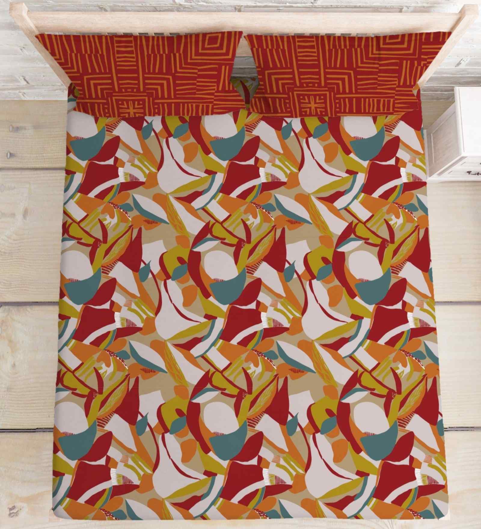 Red Cotton 1 Double Queen Bedsheet with 2 Pillow Covers
