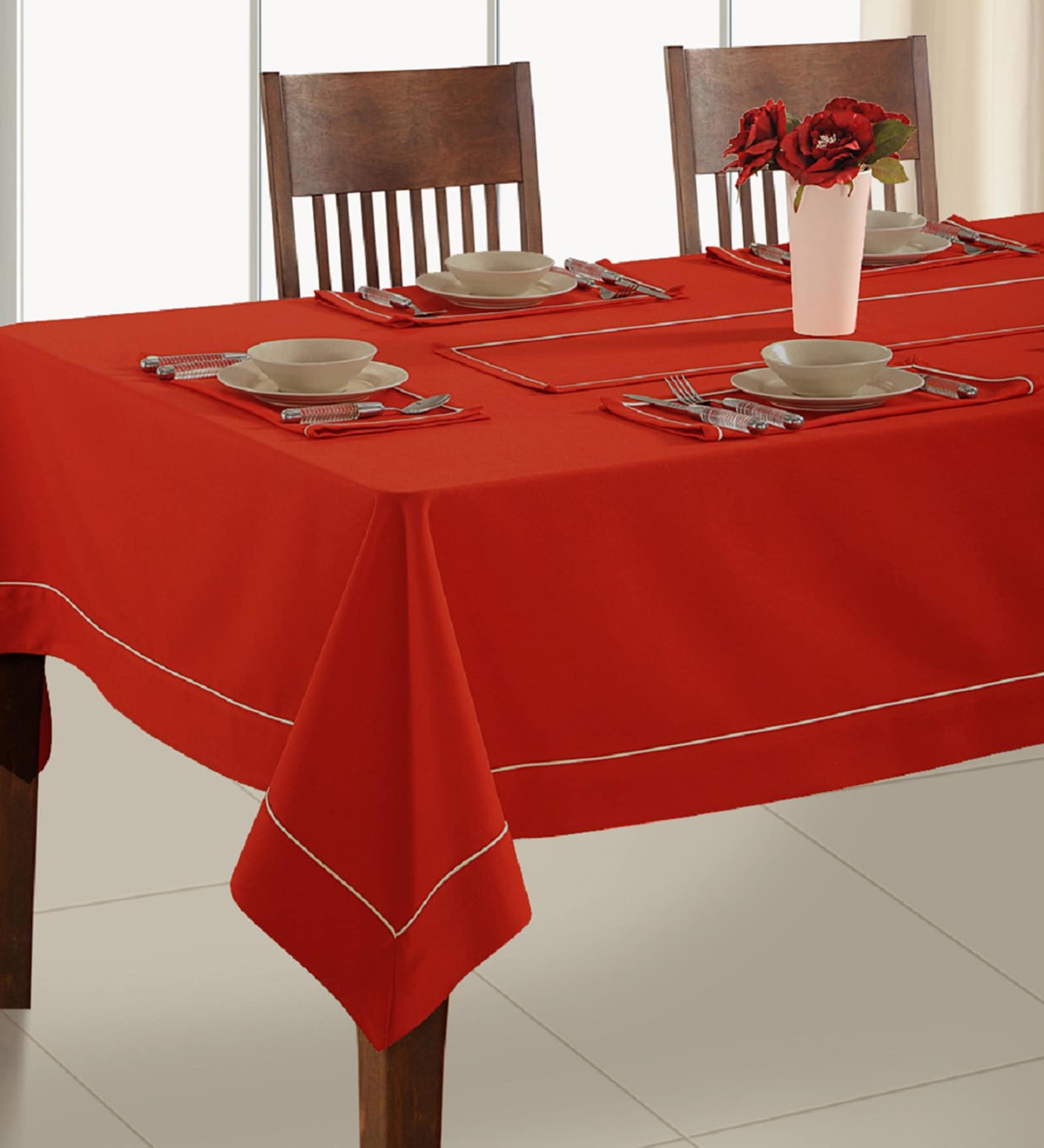 Harvey (106x59) Red Cotton Table Cloth
