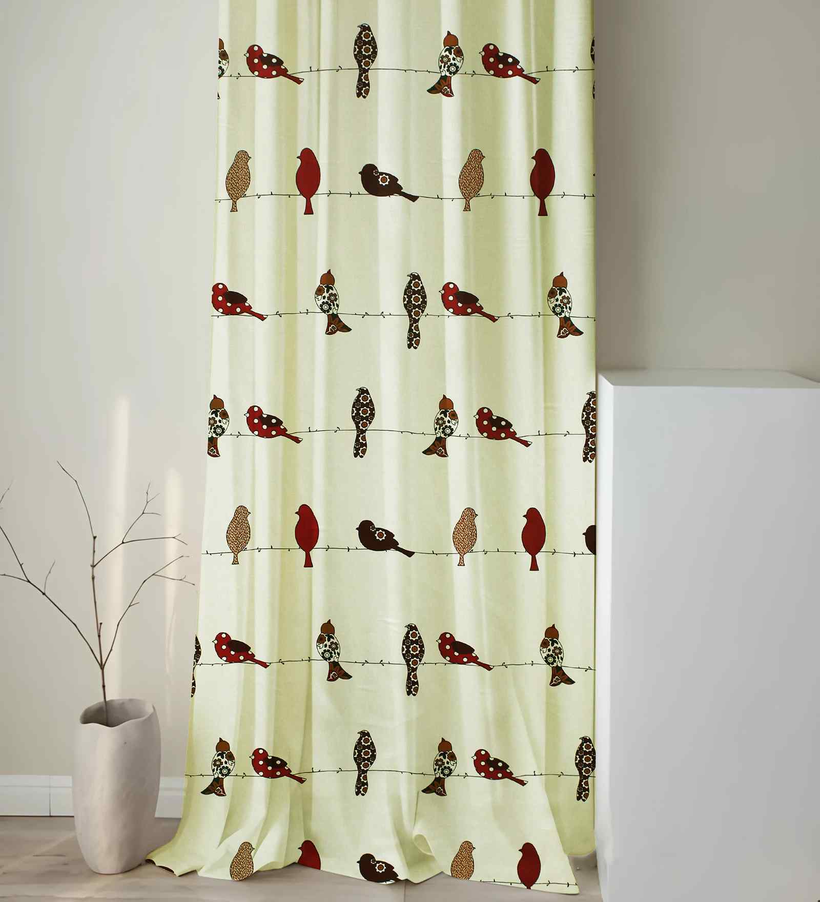 Red Cotton Animal 7ft Semisheer Eyelet Door Curtain (1 Pc)