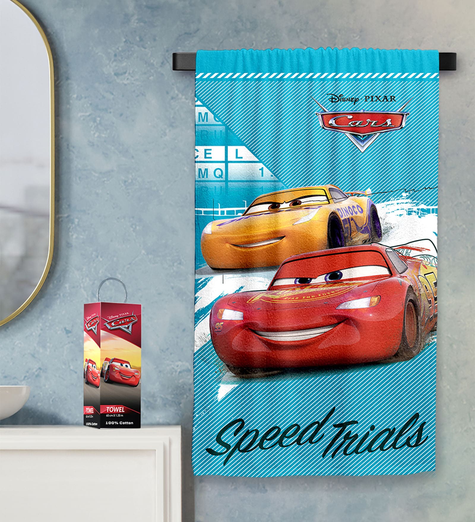 Red Cotton Disney Pixar 400 GSM Bath Towel (1Pc)