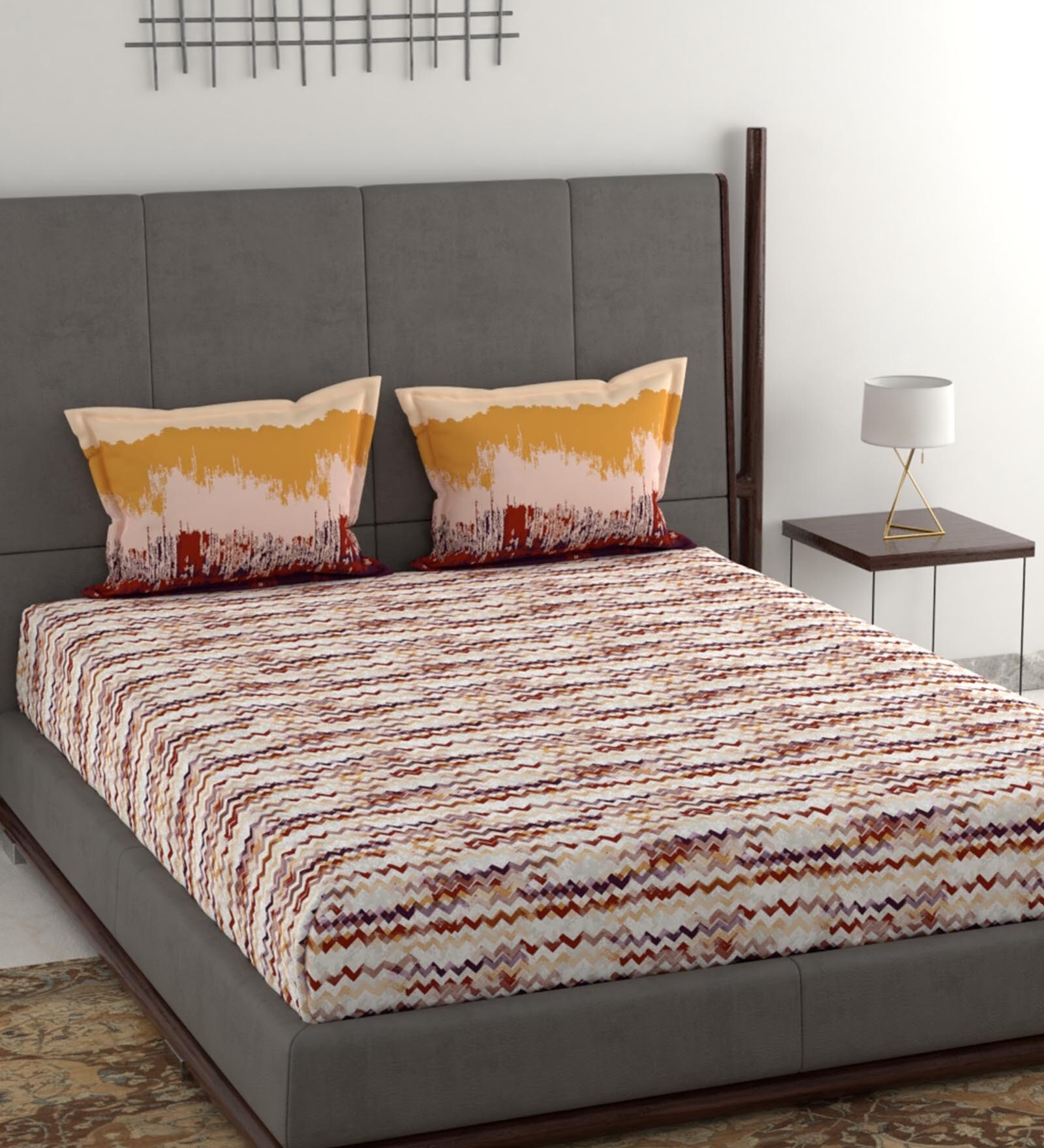 100% Cotton 132TC Double Bedsheet With 2 Pillow Covers