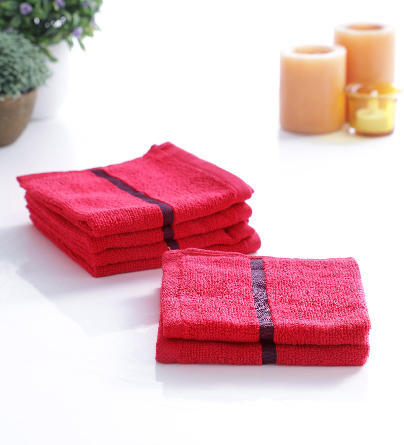 Maroon Cotton 400 GSM Face Towel Set of 6