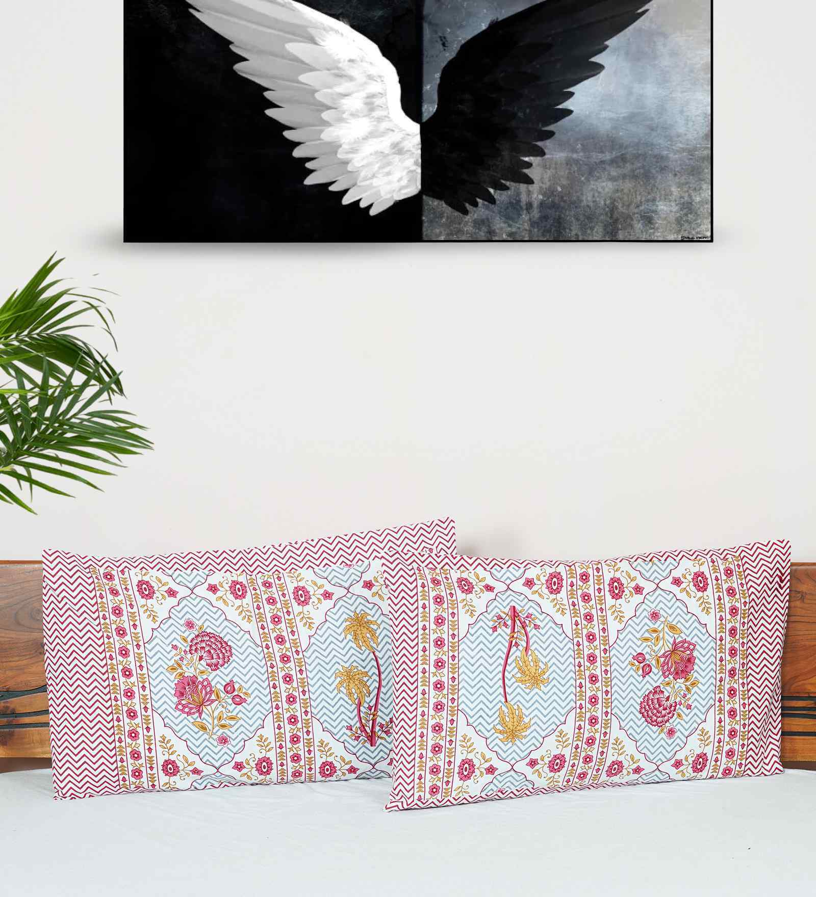 Red Cotton Premium Quality 210 TC (18*28 Inches) Pillow Covers Set