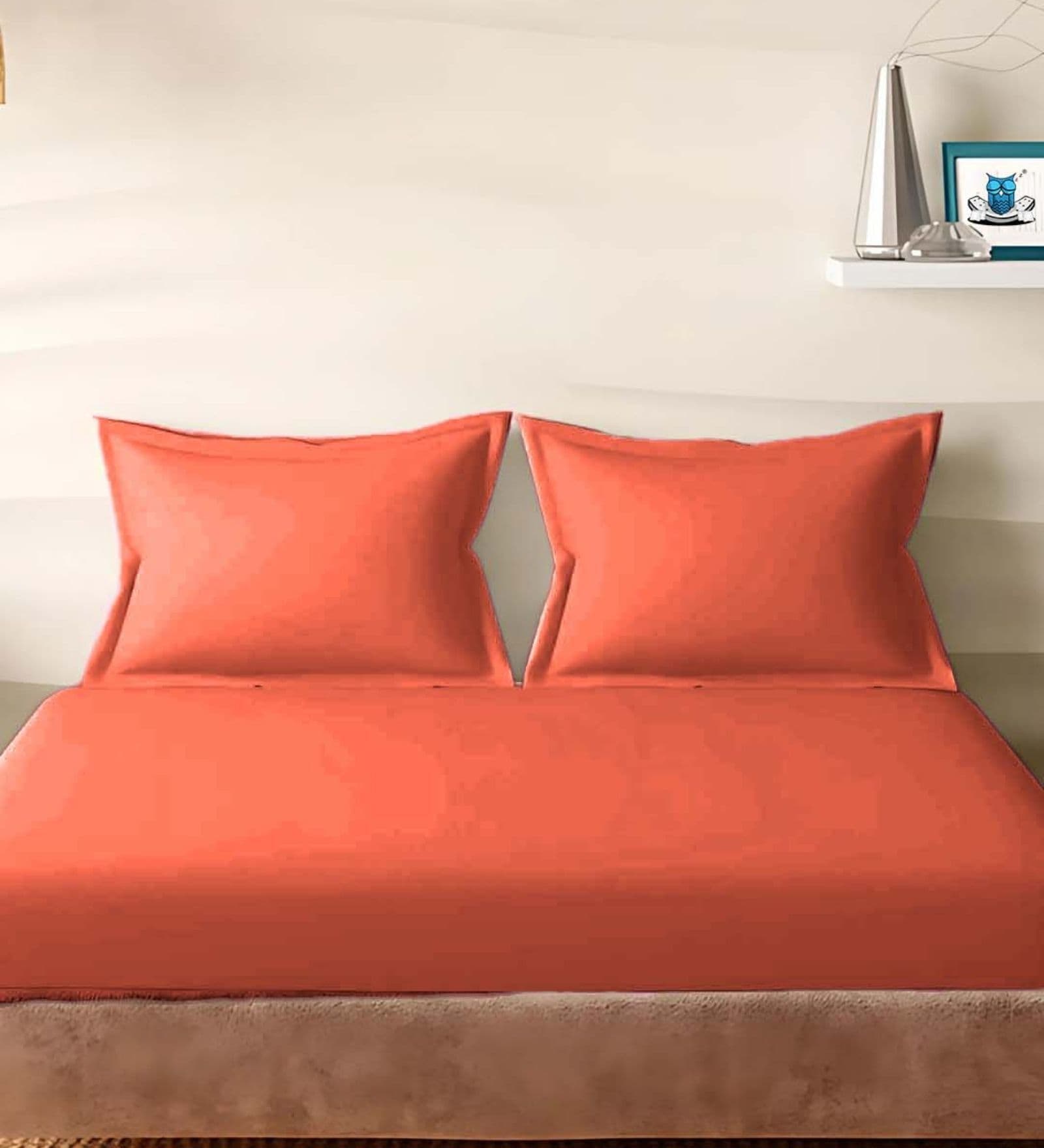Red Cotton Solid 210TC Plain Set of 2 Pillow Covers