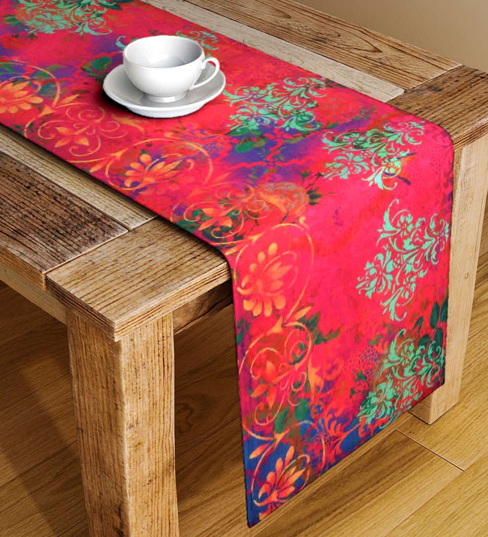 Buy Red Cotton Table Runner 71 Inches x 15 Inches by Houzzcode at 81