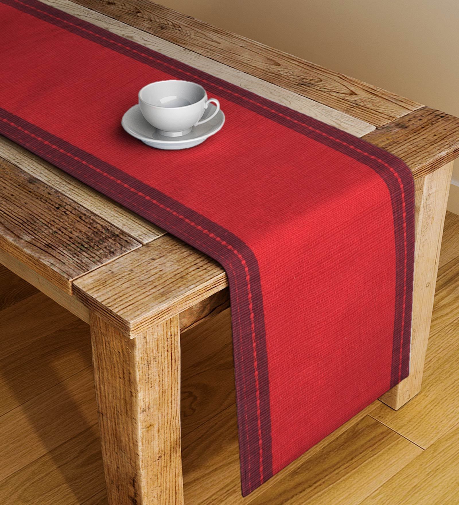 Buy Solid Color Red Cotton 72x13 Inches Table Runner By Neudis at 55
