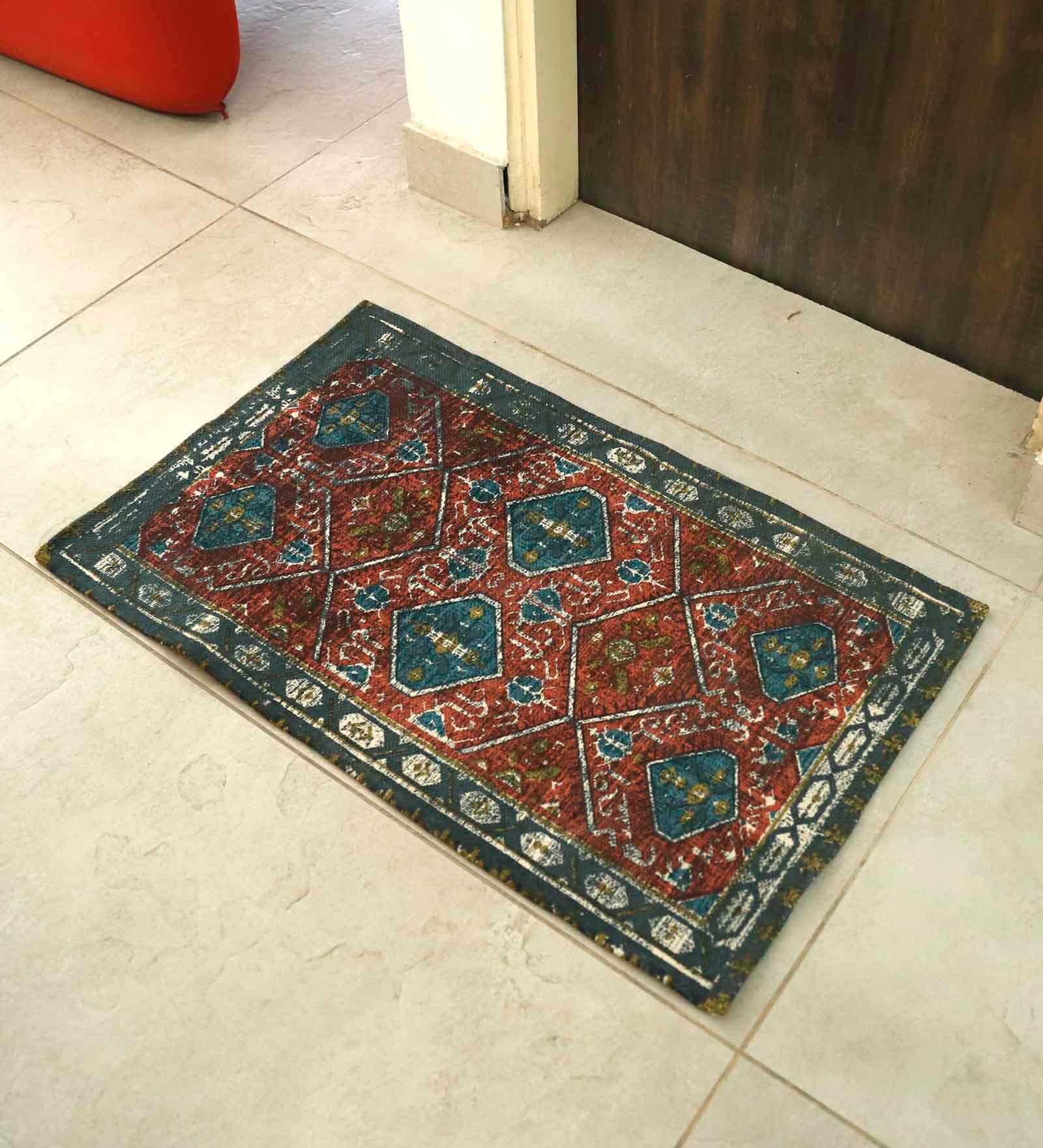 Red Cotton Tradiional 2 x 3 Feet Dhurrie