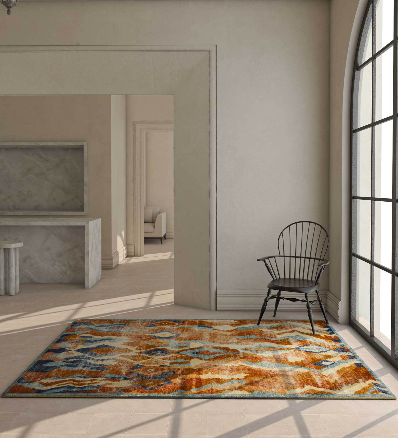 Red Distressed Wool 6 ft x 9 ft Hand Knotted Carpet