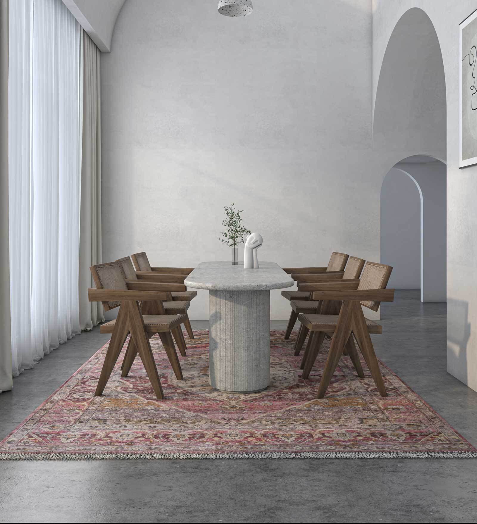 Red Distressed Wool 6 ft x 9 ft Hand Knotted Carpet