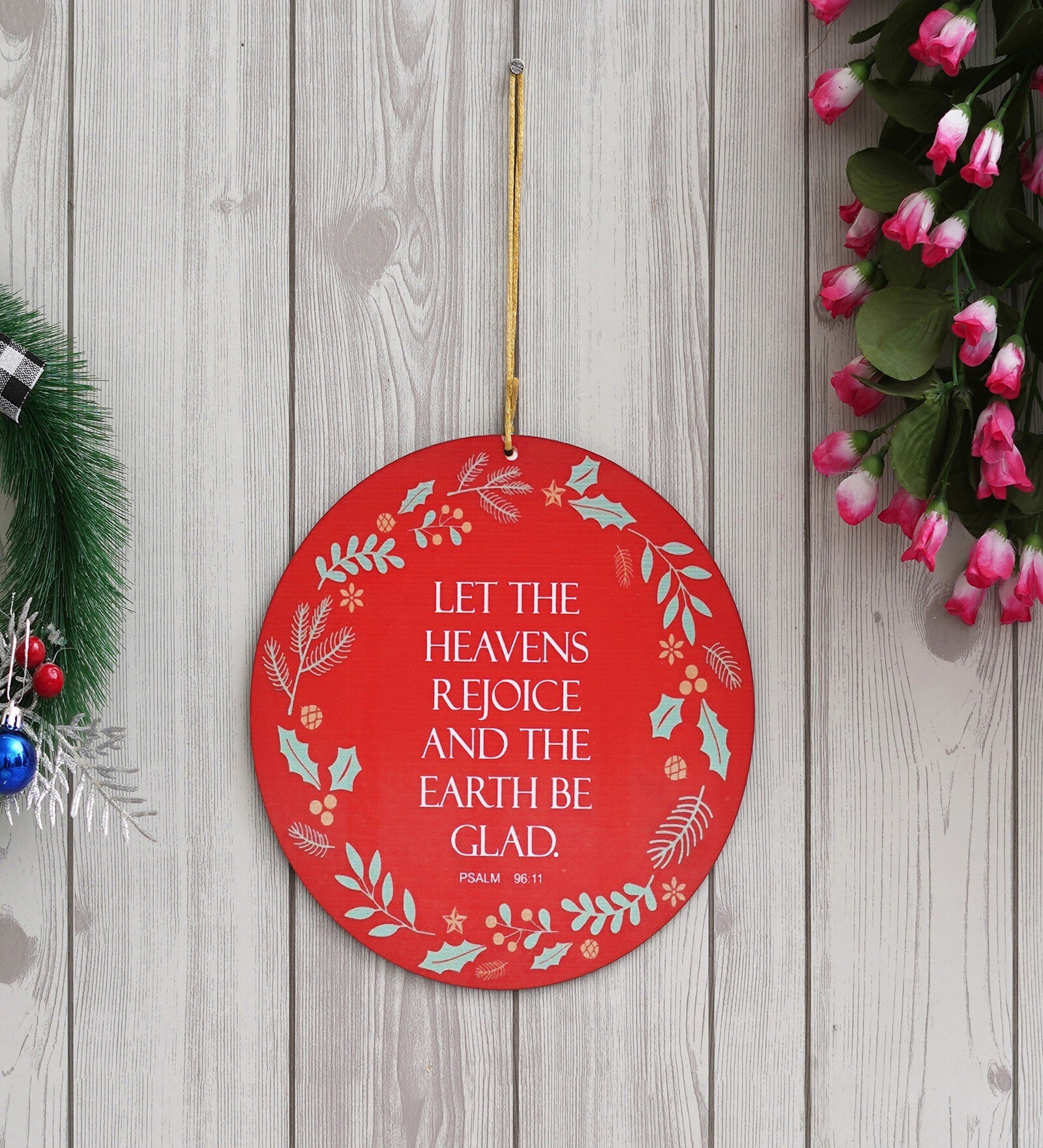 Red Engineered Wood Christman Quote Wall Hanging