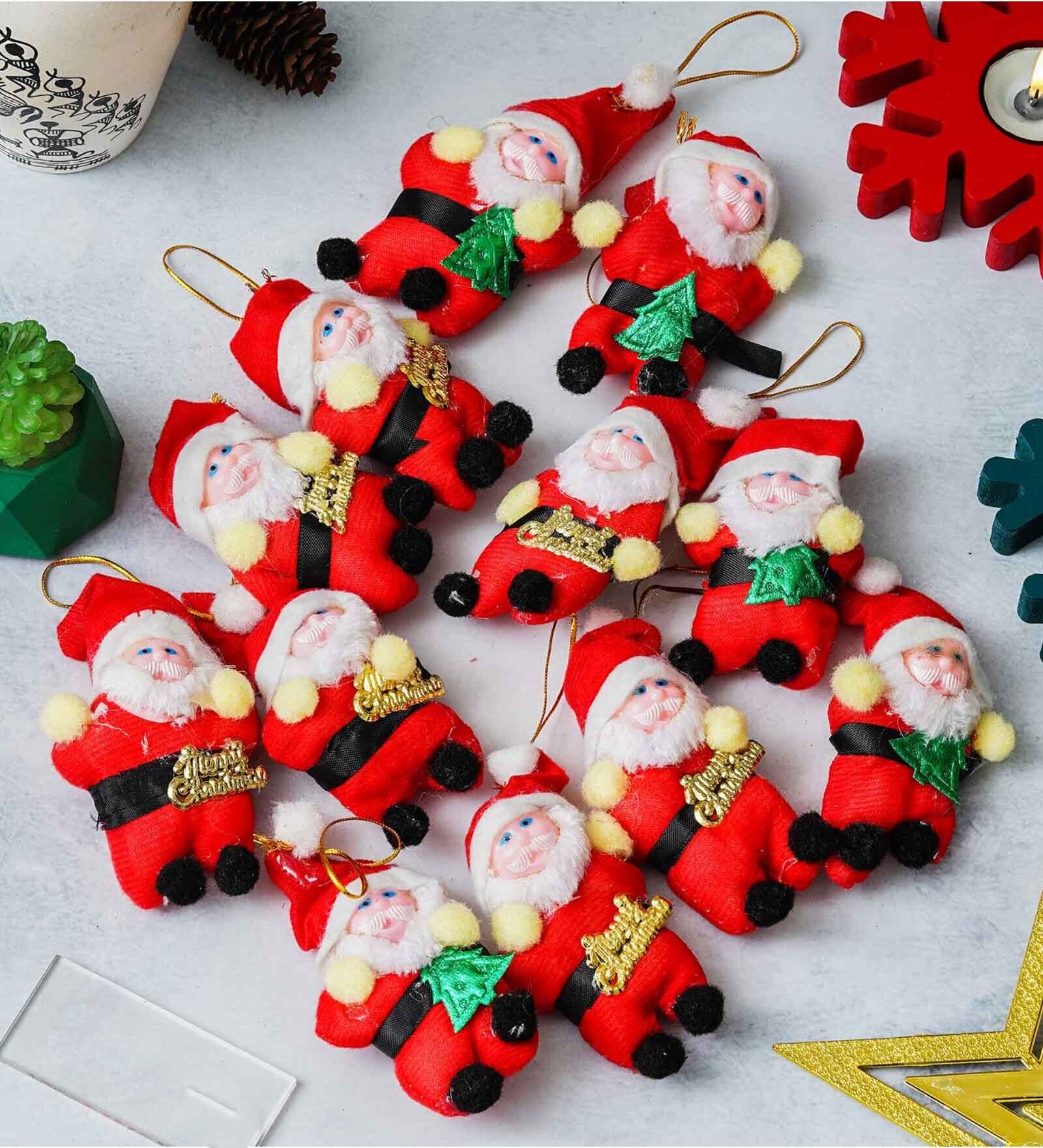 Red Fabric & Plastic Christmas Tree Hanging Ornaments