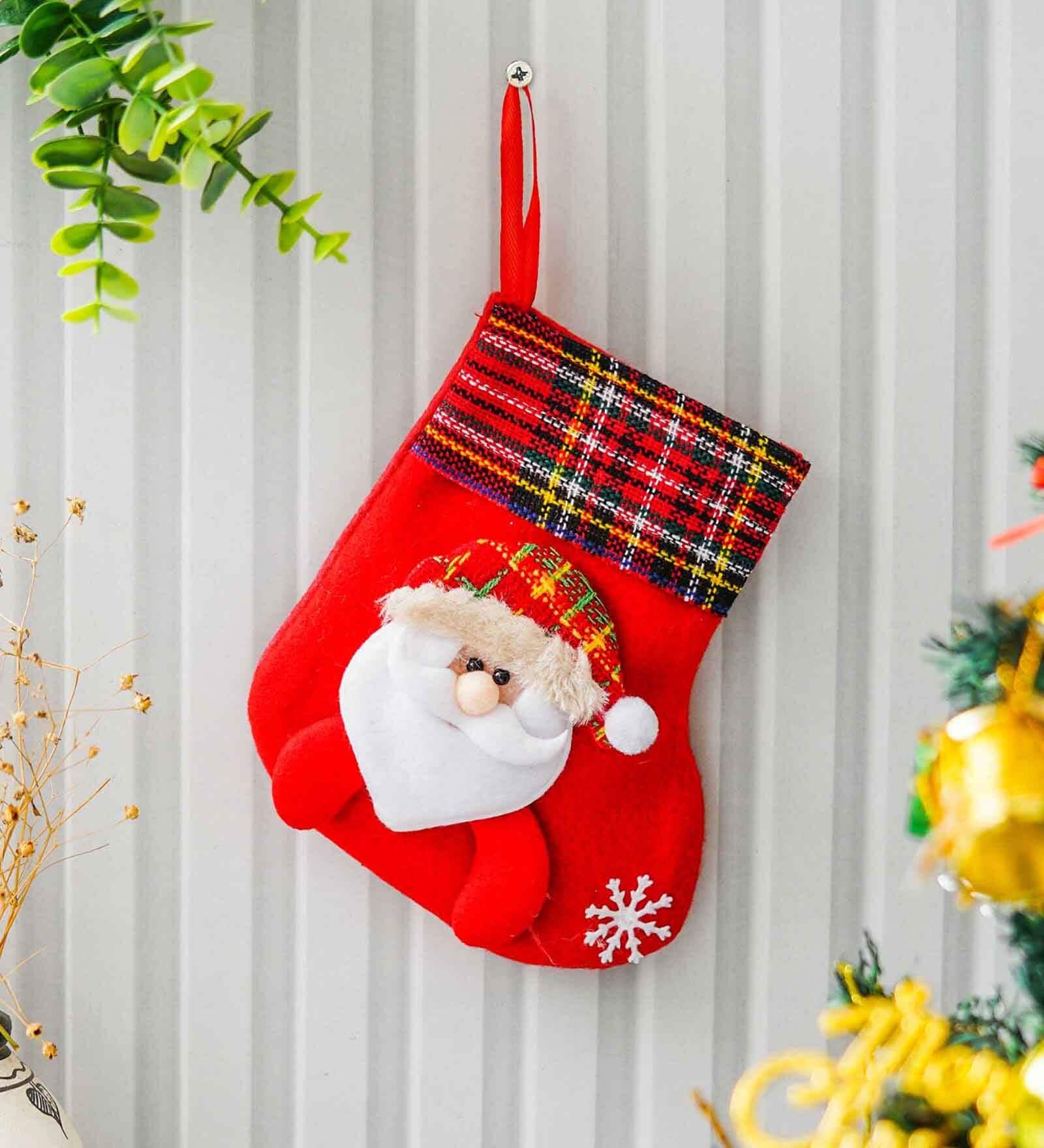 Red Fabric Christmas Socks