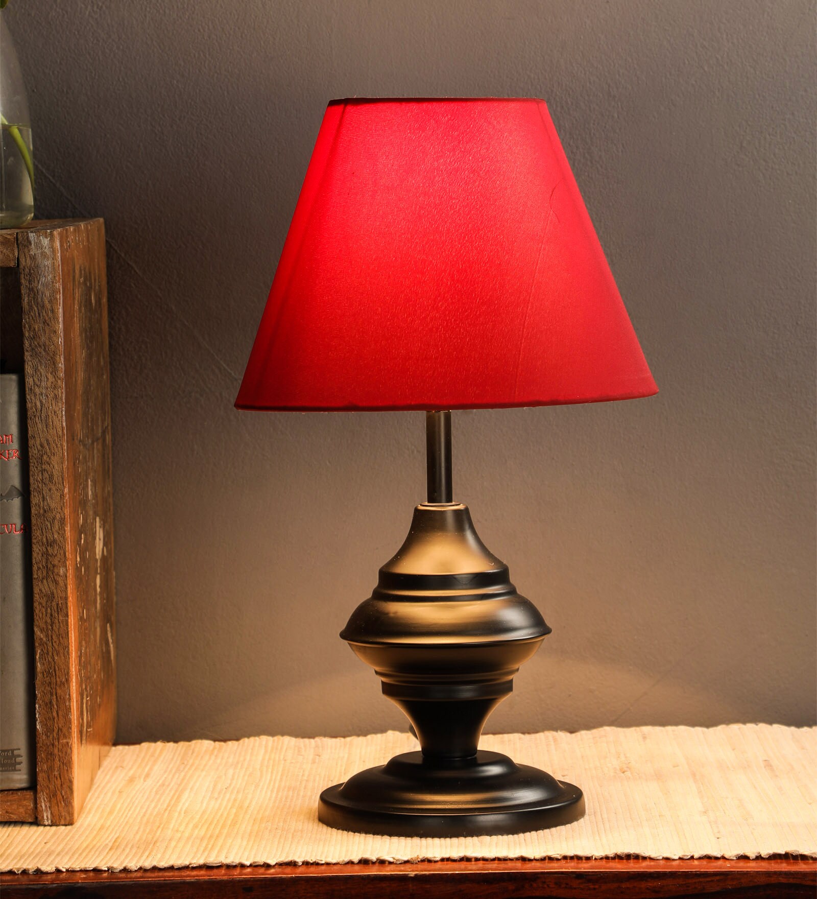Red Fabric Designer Table Lamp
