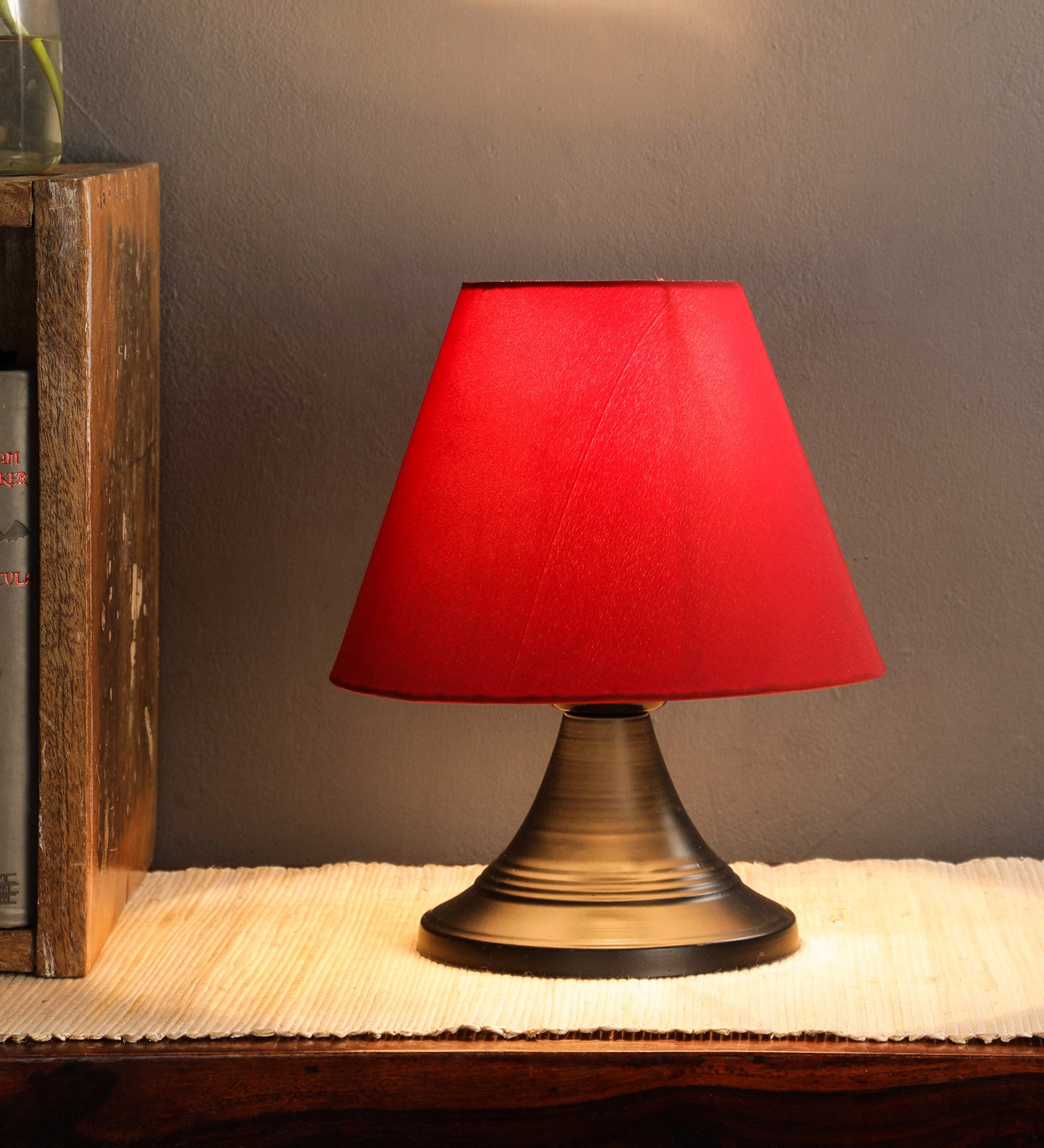 Red Fabric Designer Table Lamp